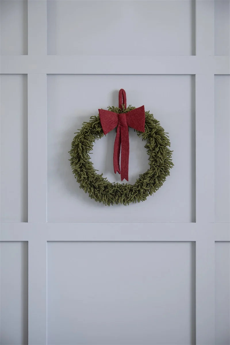 Felt Christmas Wreath - Green Wreath with Red Bow (Large)