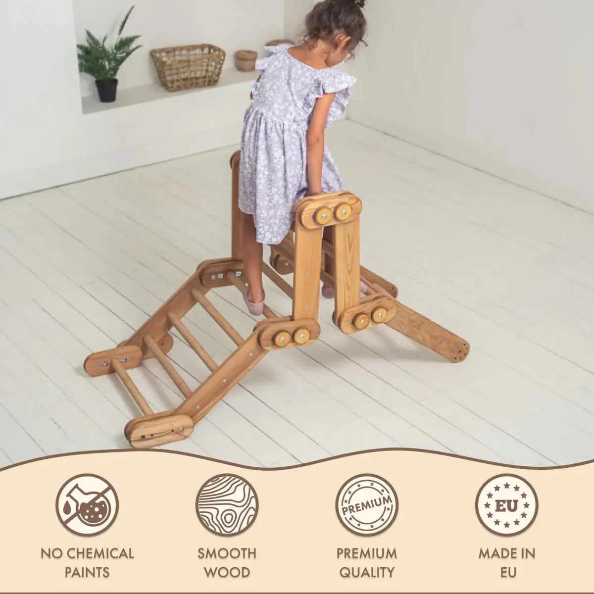 2in1 Montessori Climbing Set: Snake Ladder + Slide Board/Climbing Ramp