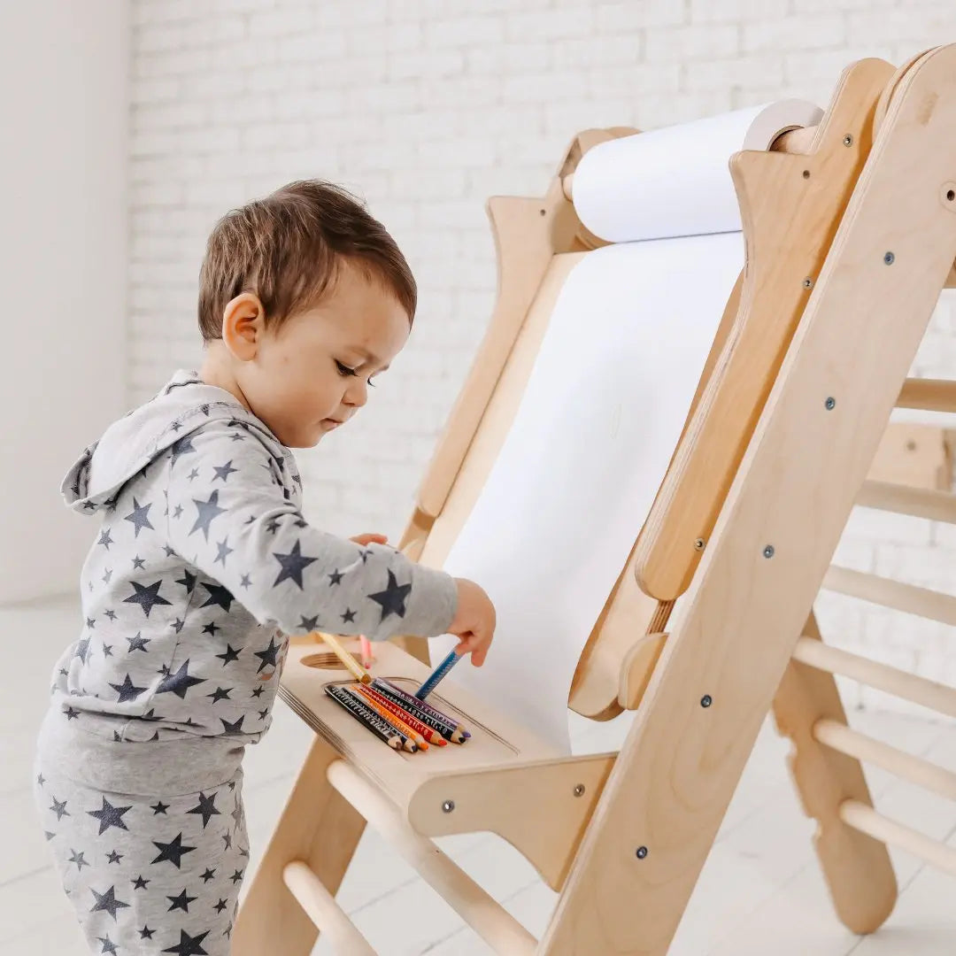 4in1 Montessori Climbing Set: Triangle Ladder + Climbing Arch + Slide Board + Art Addition