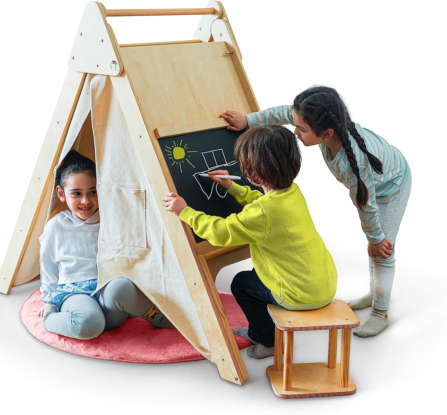 Oak - Wood Learning Tent and Climber with Desk and Chair