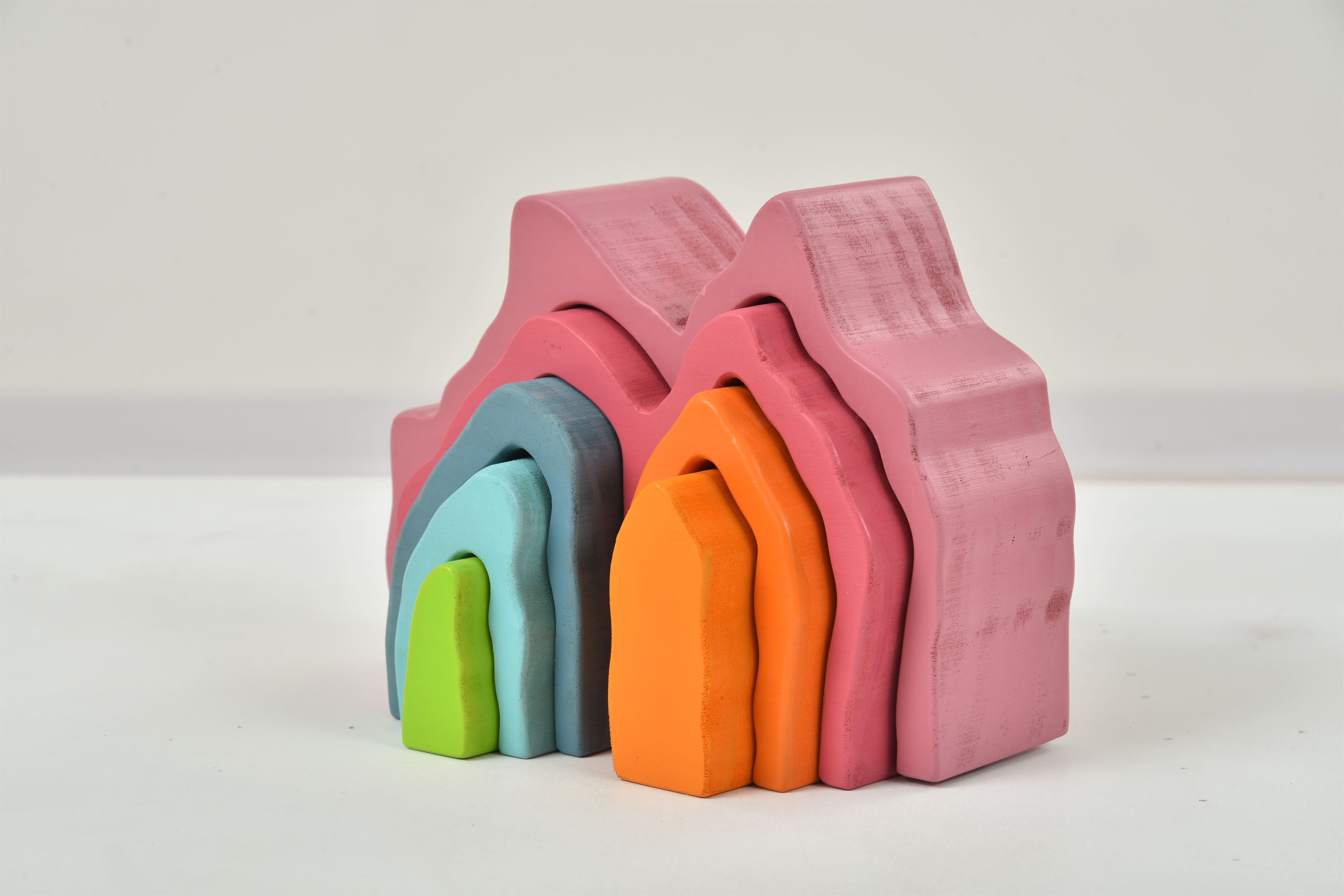 Wooden Mountain Rainbow Stacker Toy Blocks