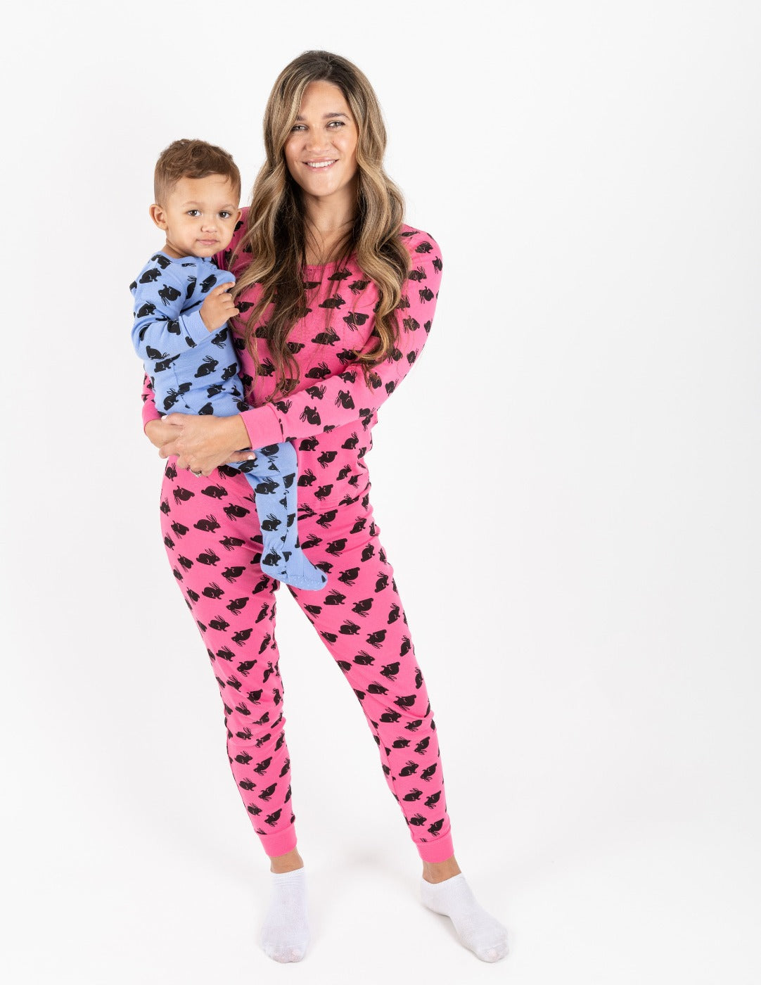Women's Hot Pink Cotton Bunny Pajamas