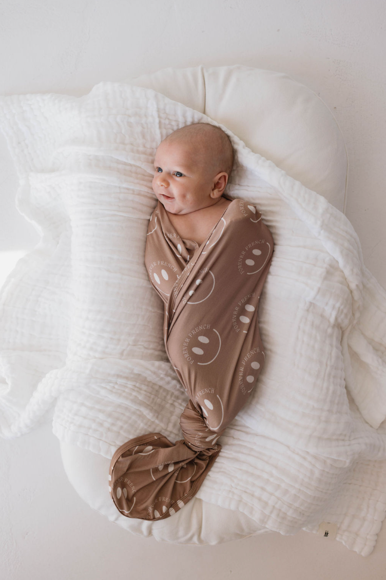 Bamboo Infant Swaddle | Desert Clay FF Smile