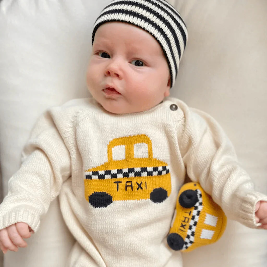 Knit Baby Romper - Taxi