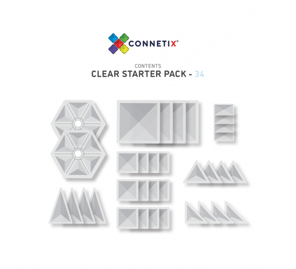 Connetix Tiles 34 pc Clear Starter Pack - Why and Whale