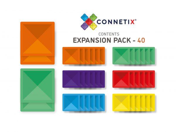 Connetix Tiles 40 Piece Expansion Pack - Rainbow Square - Why and Whale