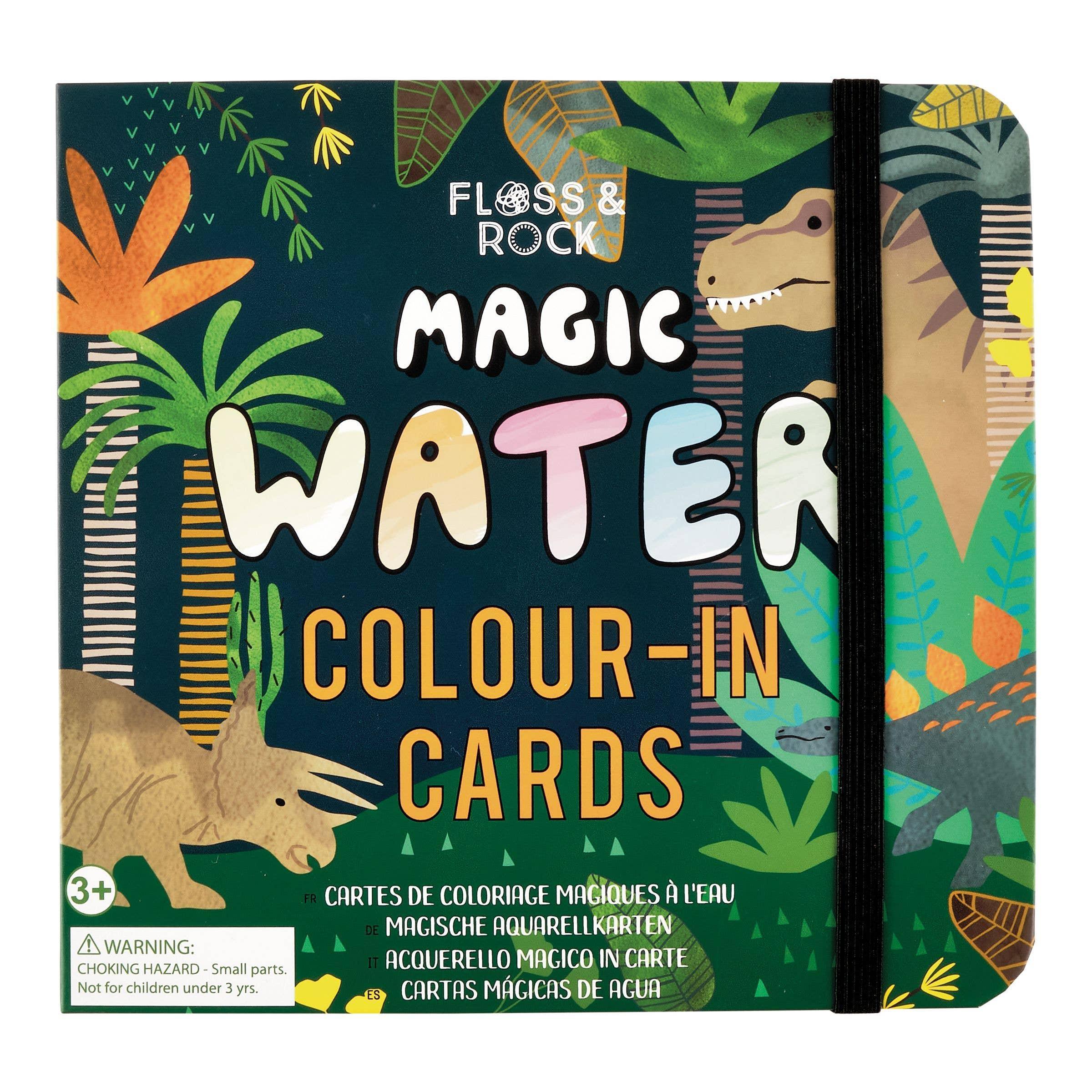 Floss & Rock Dinosaur Magic Water Color-In Cards - Why and Whale