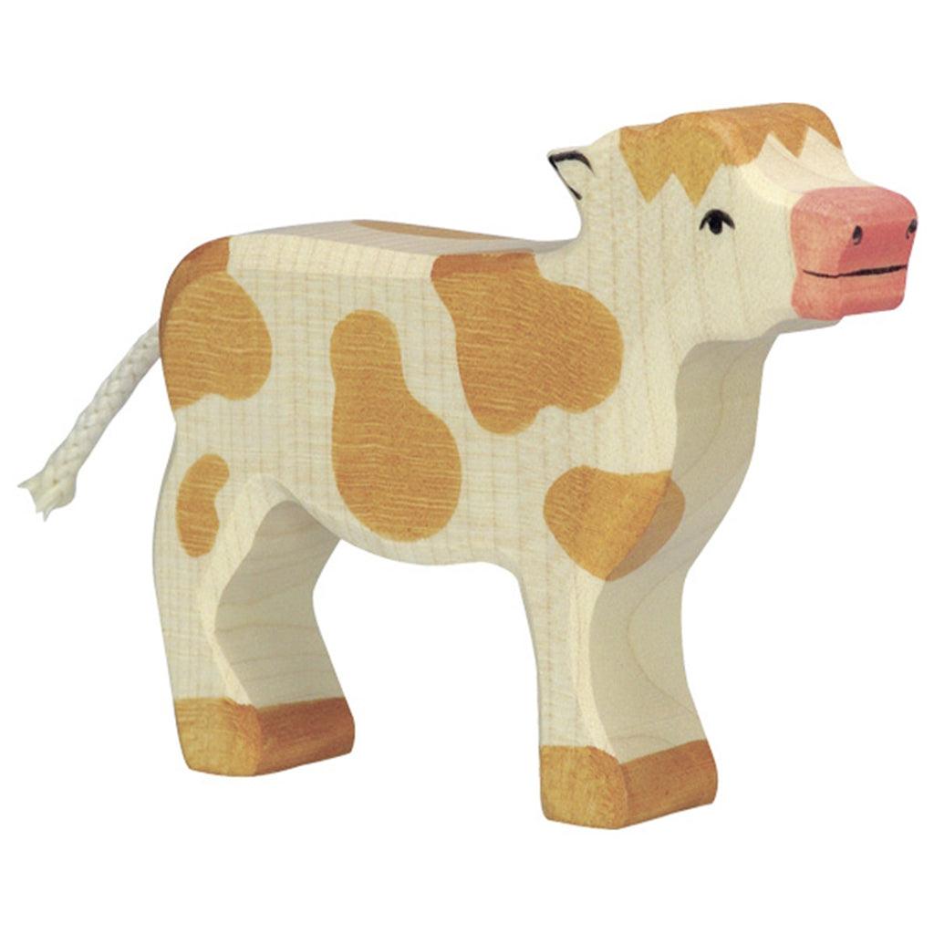 Holztiger - Wooden Animal - Calf, standing, brown - Why and Whale