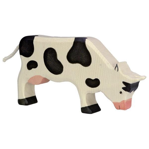 Holztiger - Wooden Animal - Cow, grazing, black - Why and Whale