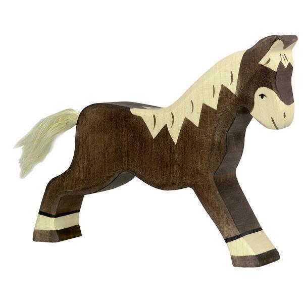 Holztiger - Wooden Animal - Horse, running, dark brown - Why and Whale