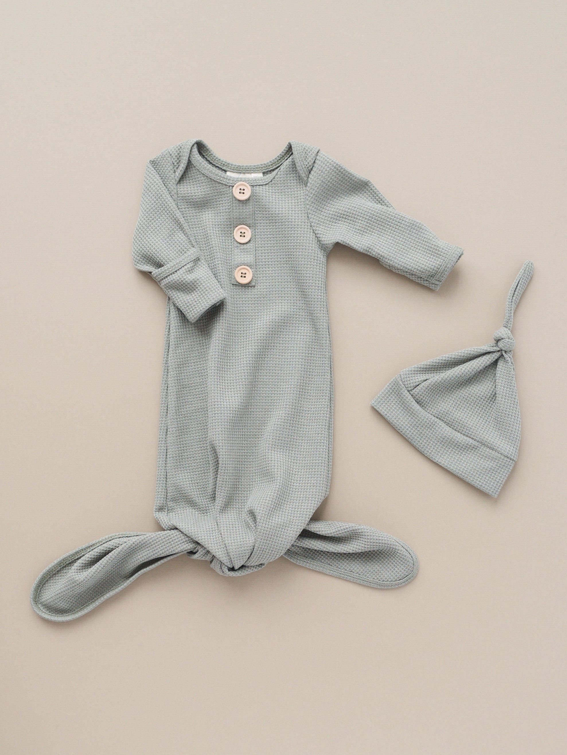 Waffle Knotted Baby Gown - more colors
