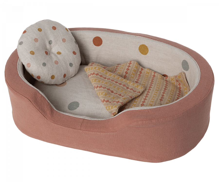 Maileg - Dog bed basket - Coral - Why and Whale