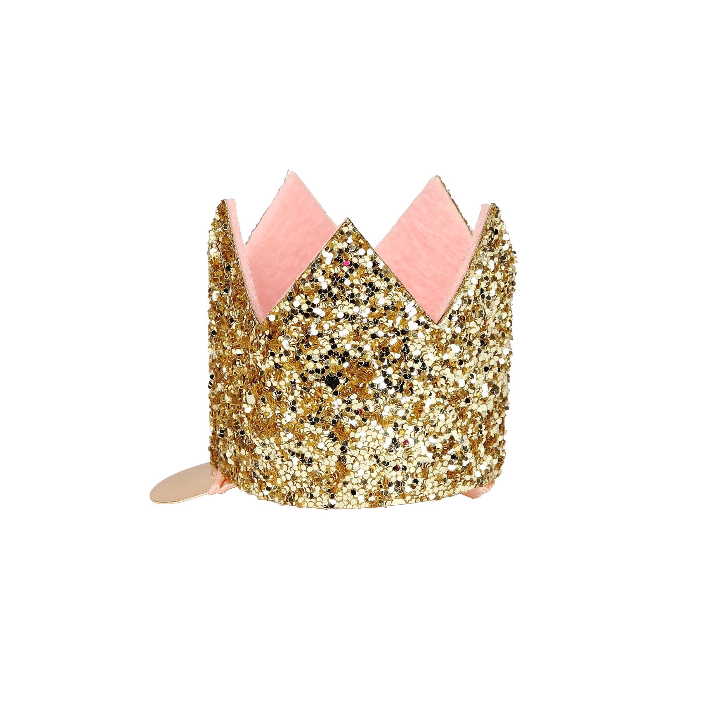Mini Gold Glitter Crown Hair Clip - Why and Whale