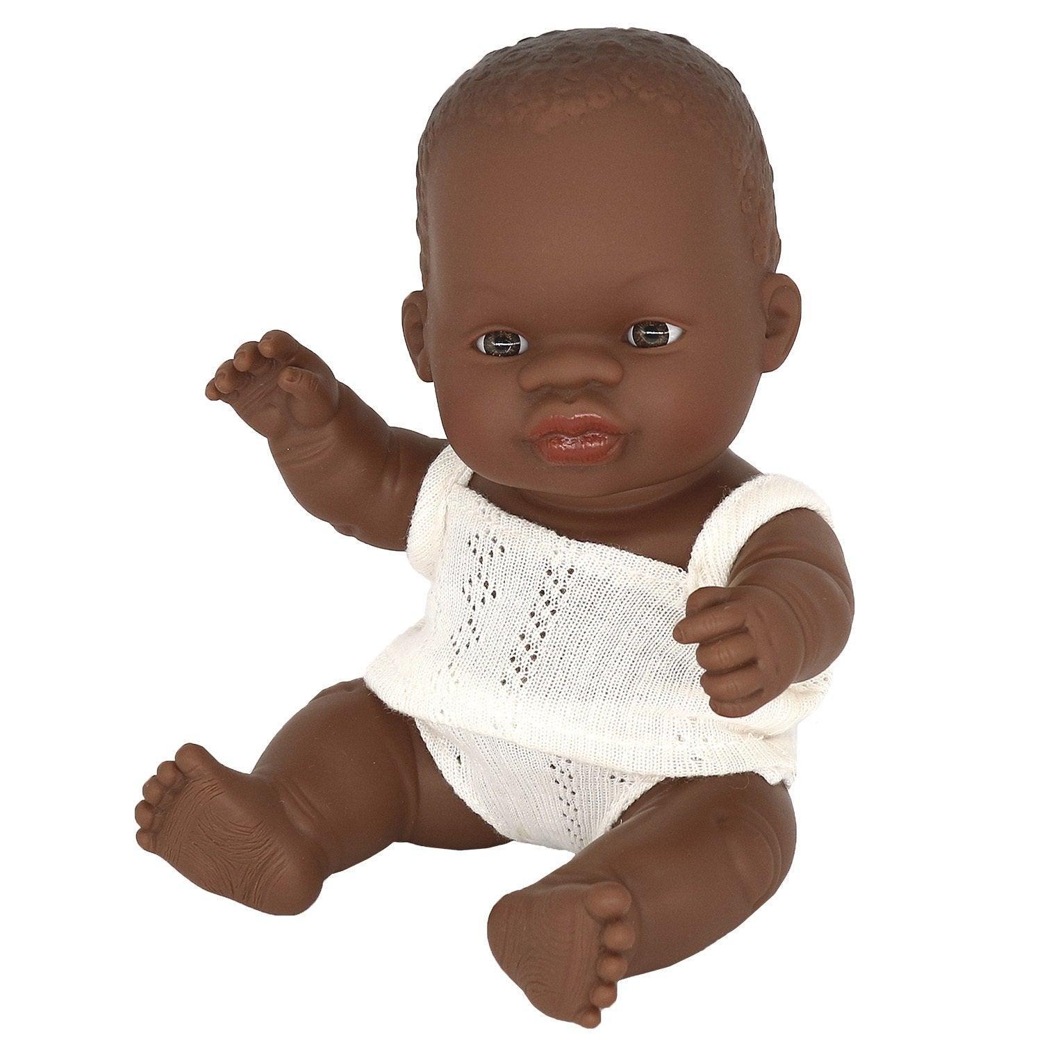 Newborn Baby Doll, Black Girl, 8in - Why and Whale