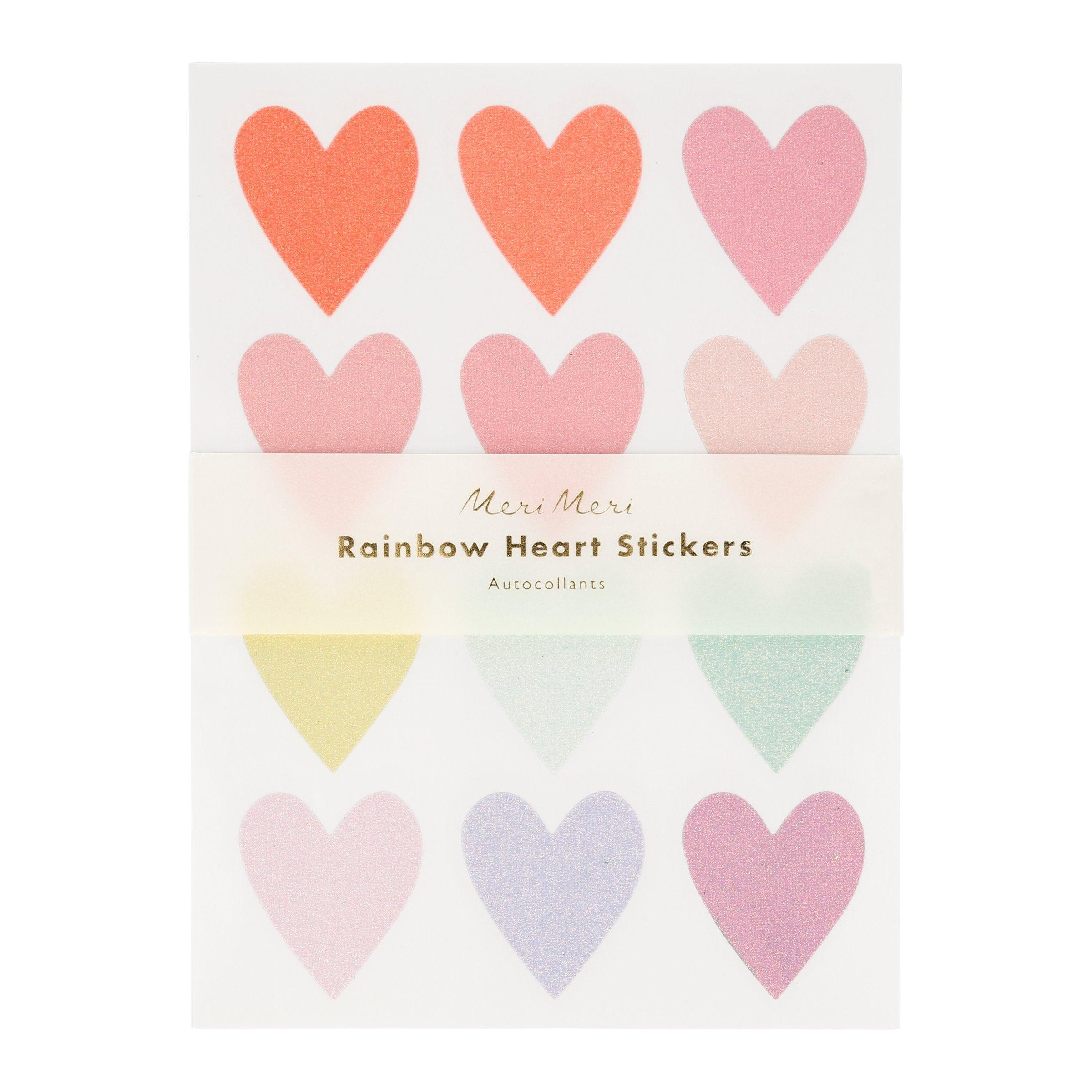 Pastel Heart Glitter Stickers (x 10 sheets) - Why and Whale