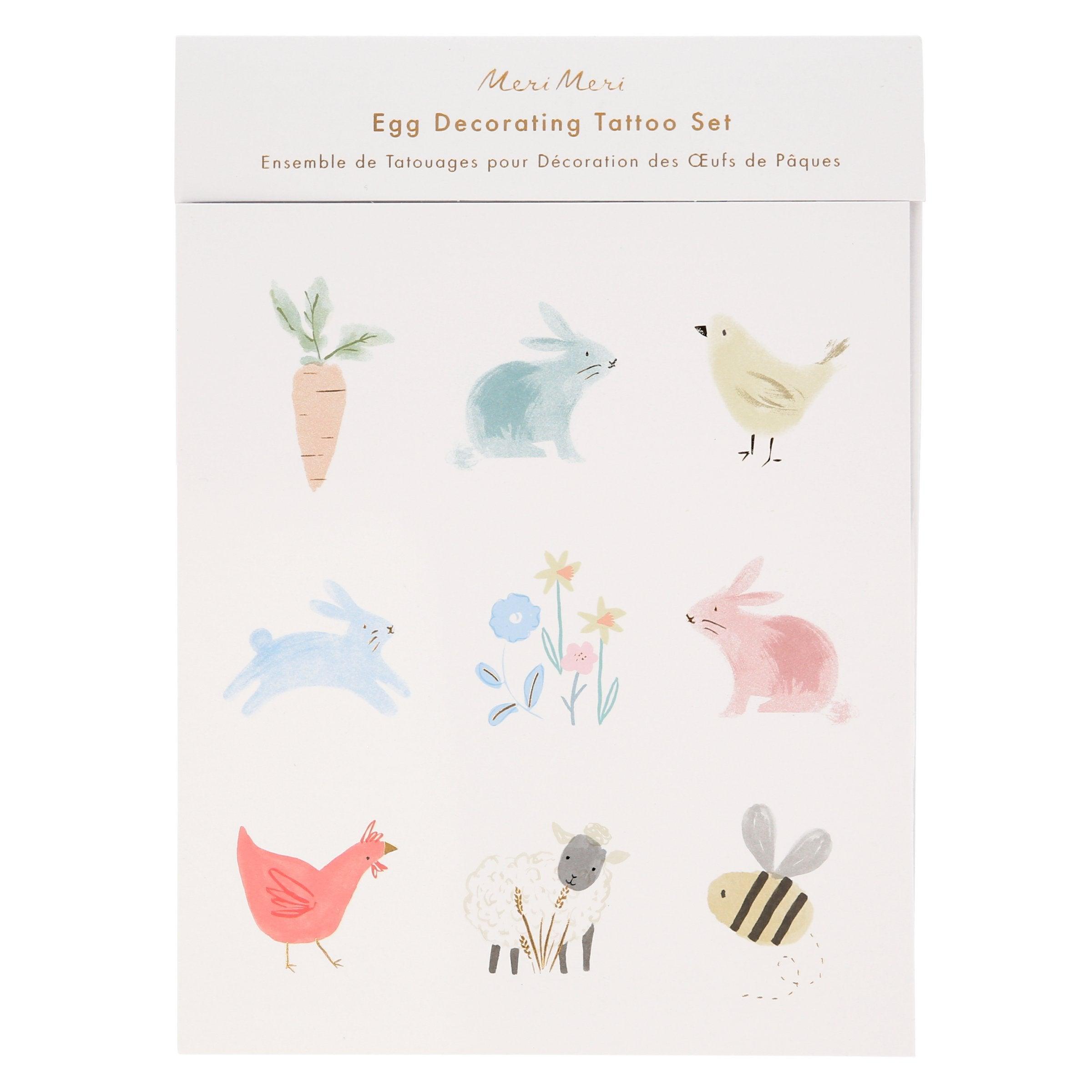Spring Bunny Egg Decorating Tattoo Kit (x 27 tattoos) - Why and Whale