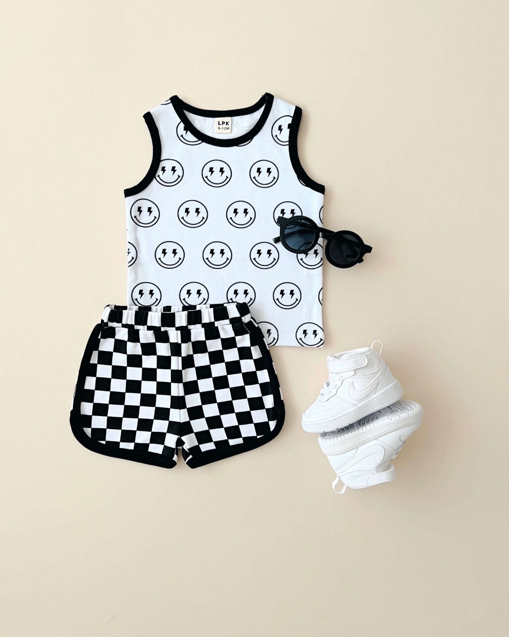 Tank & Shorts Set | Checkered Smiley