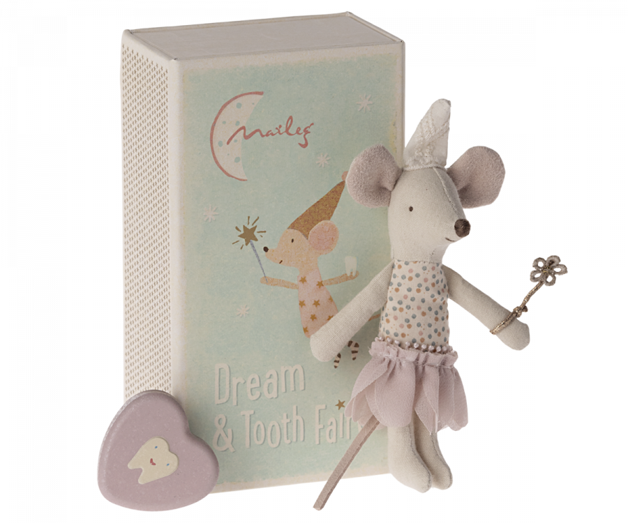 Maileg - Tooth fairy mouse, Little sister in matchbox