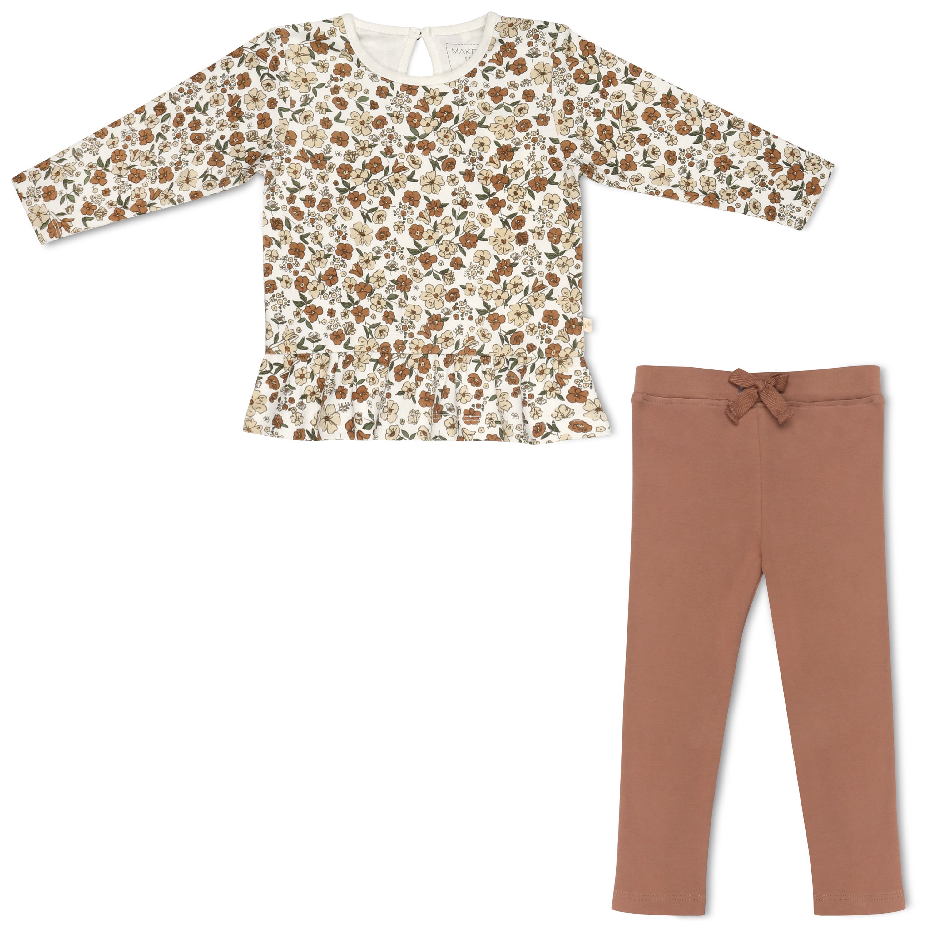 Organic Peplum Top & Leggings Set -Daffodil