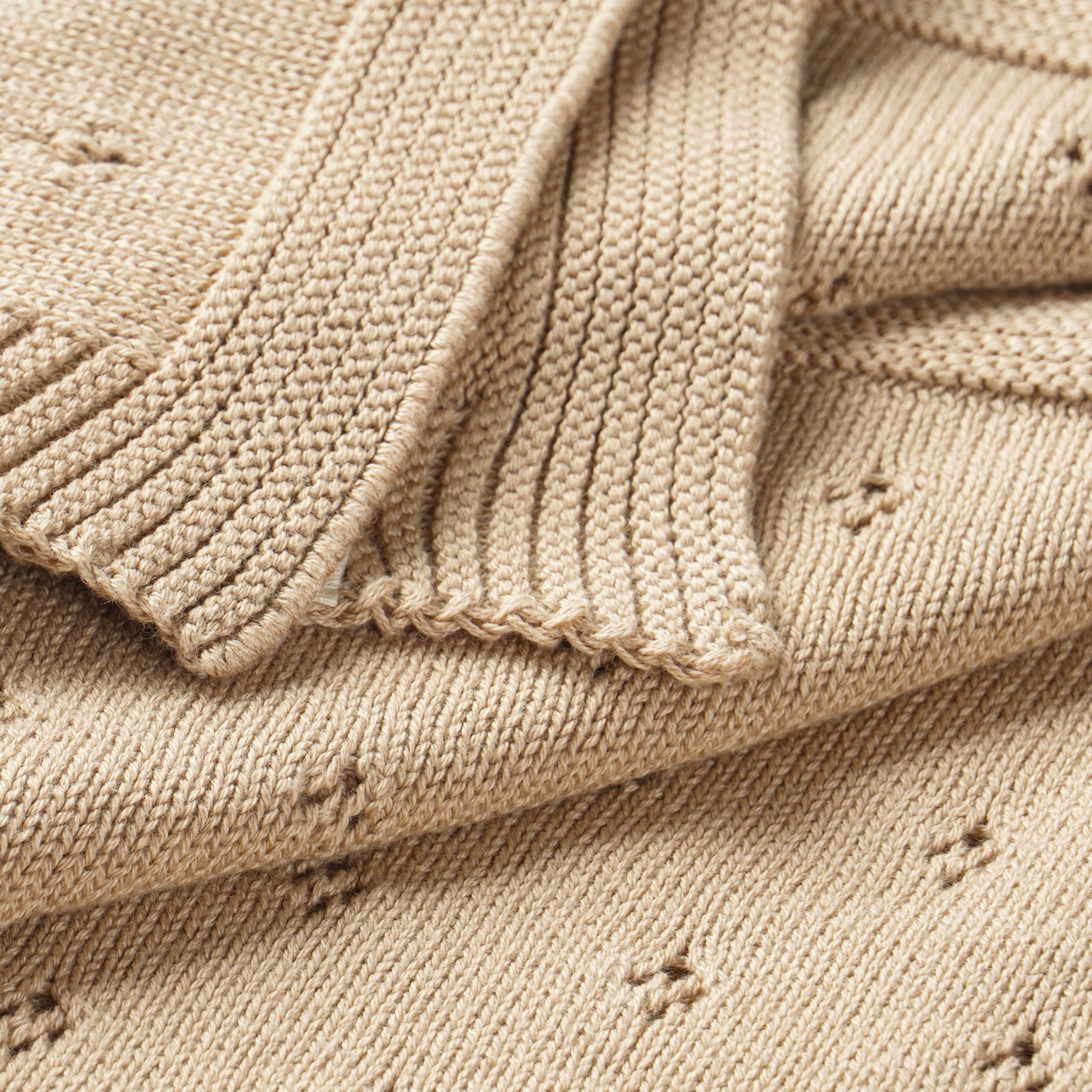 Organic Cotton Pointelle Baby Blanket - Sand