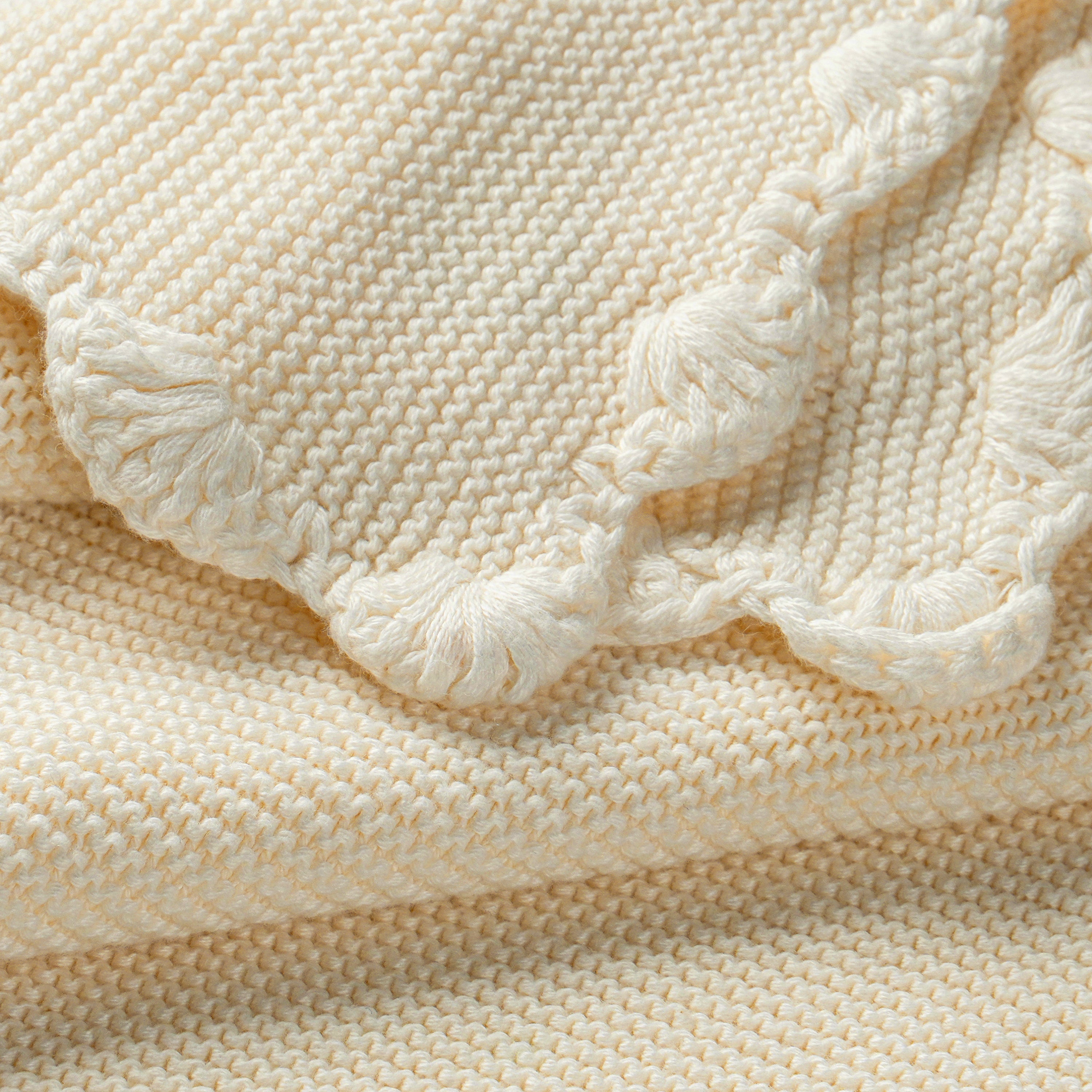 Organic Cotton Scalloped Baby Blanket - Vanilla