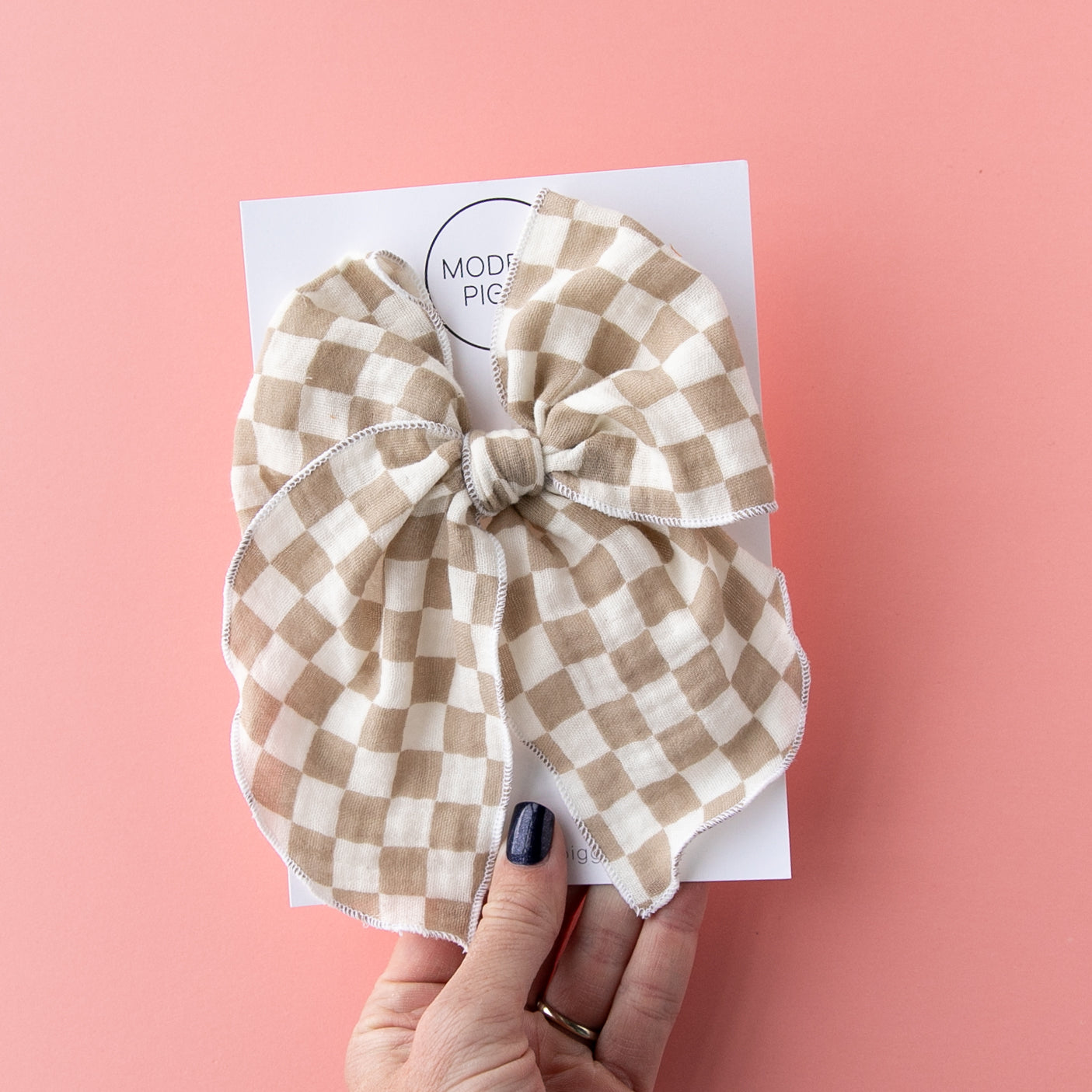 Checkerboard - Tan | Party Bow