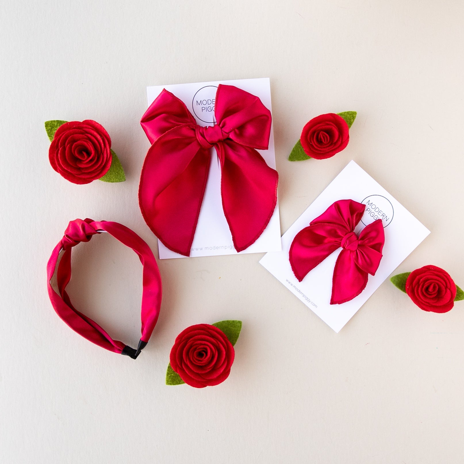 Red Rose Satin | Petite Party Bow