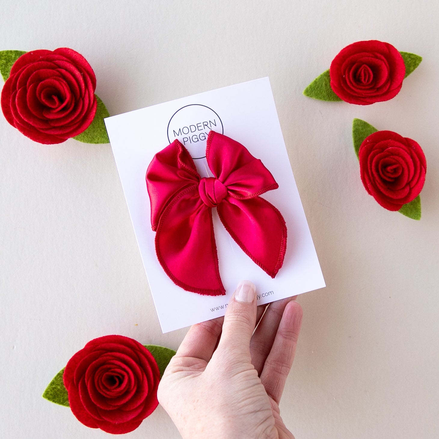 Red Rose Satin | Petite Party Bow