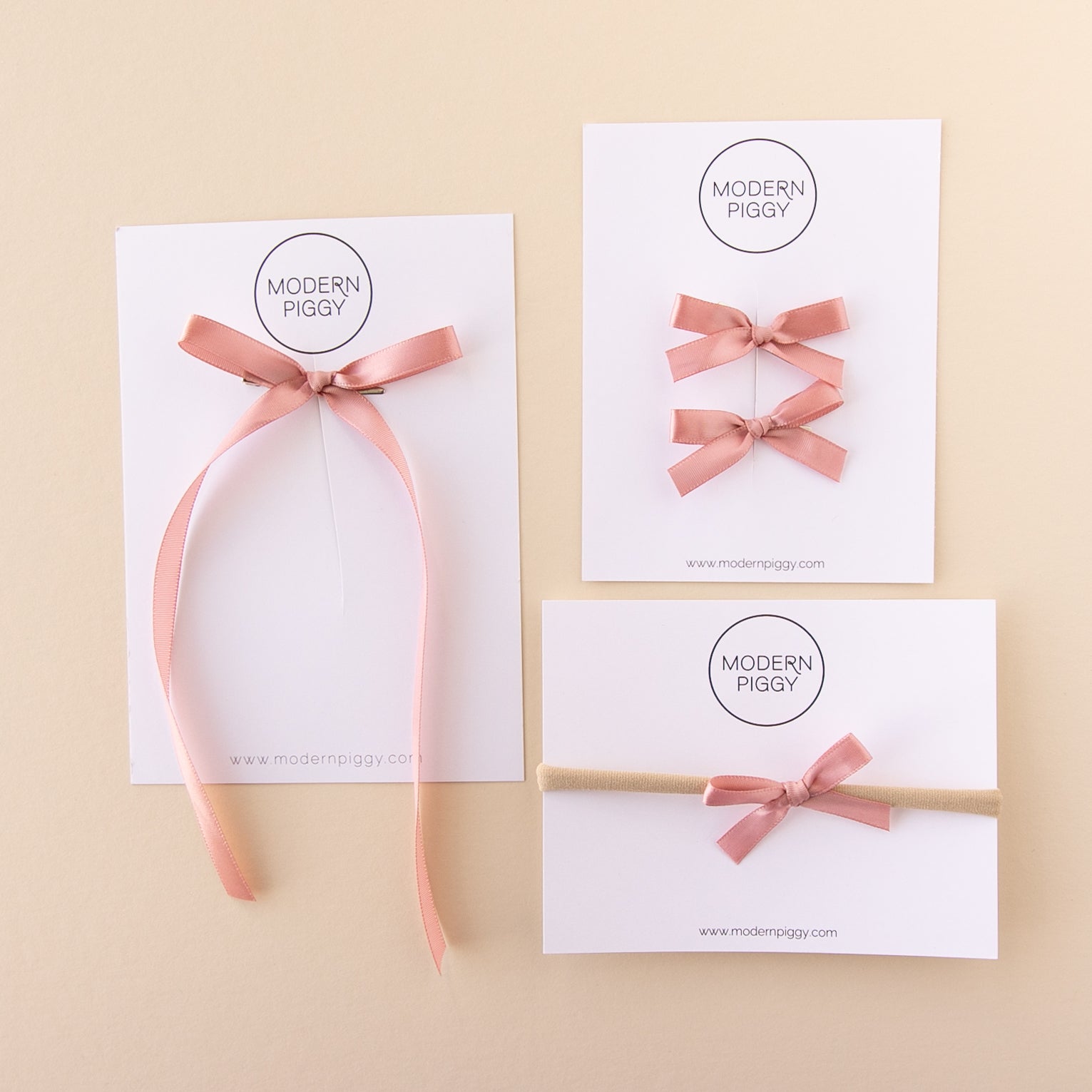 Dusty Rose | Mini Ribbon Bow Set