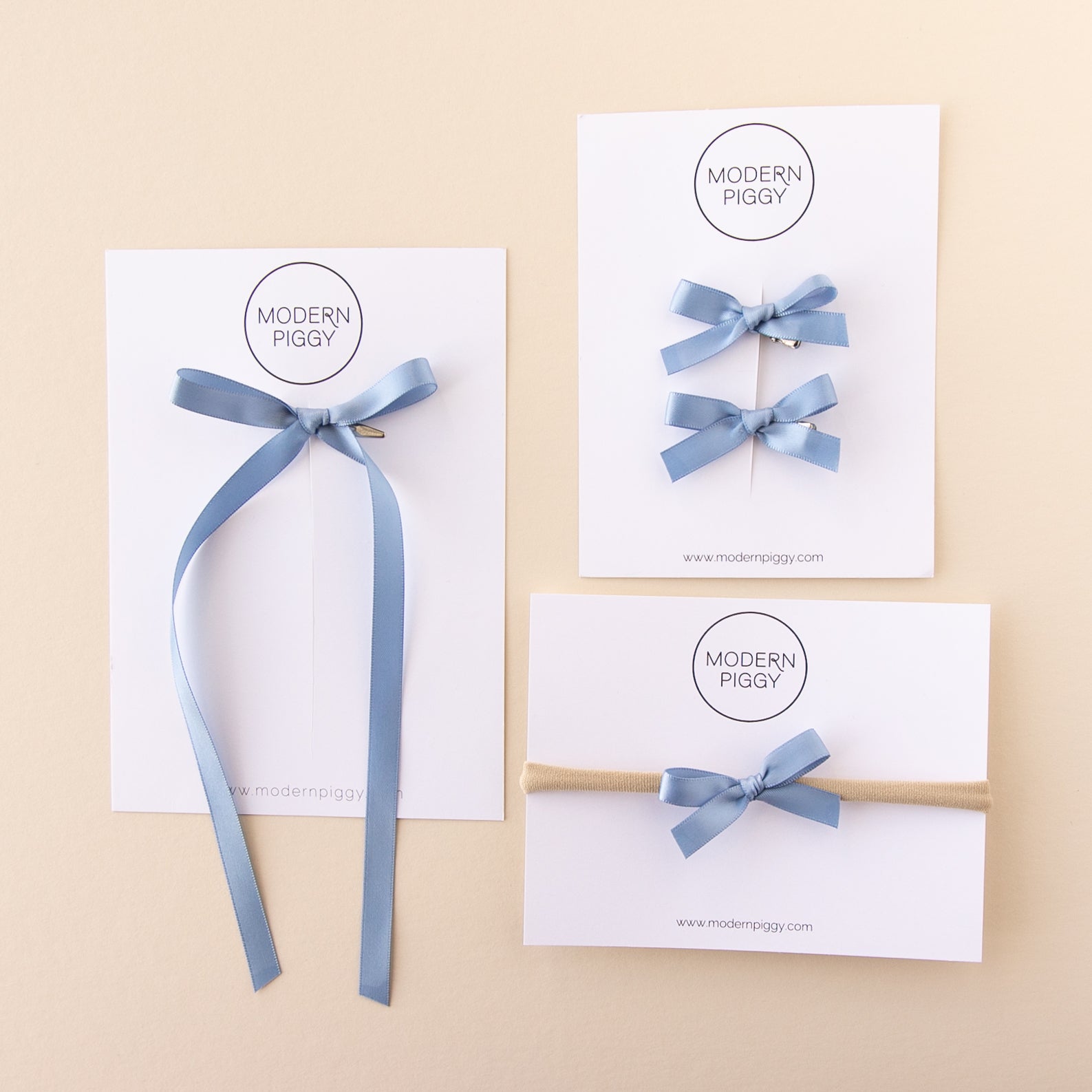 Cornflower | Mini Ribbon Bow - Nylon Headband