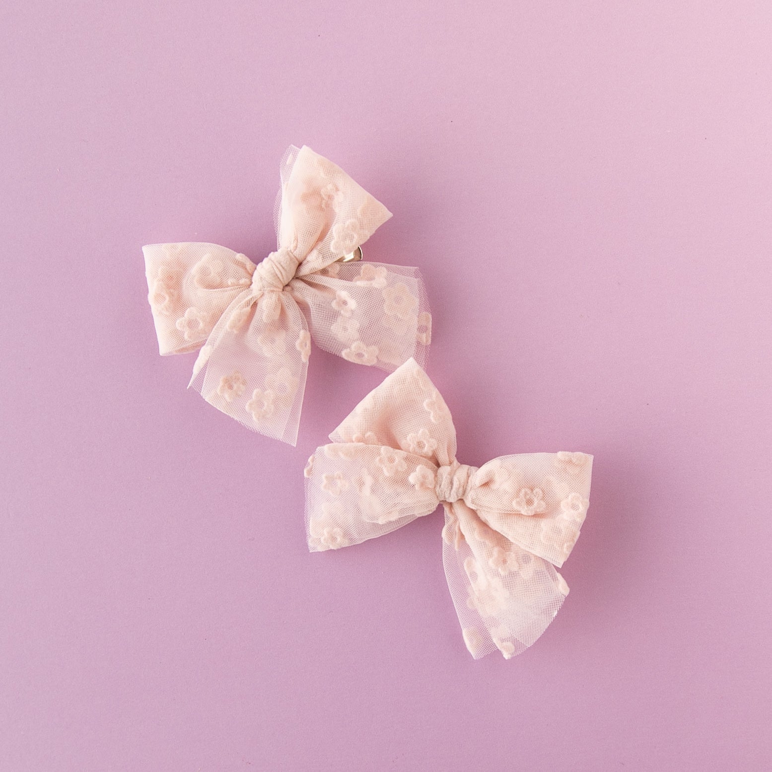 Bloom - Pink | Tulle Bow - Pigtail Set