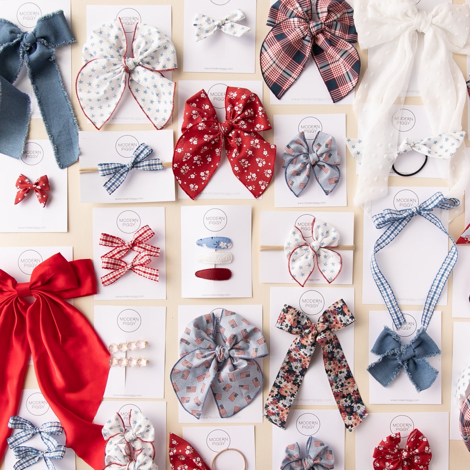 Picnic - Blue | Statement Ribbon Bow