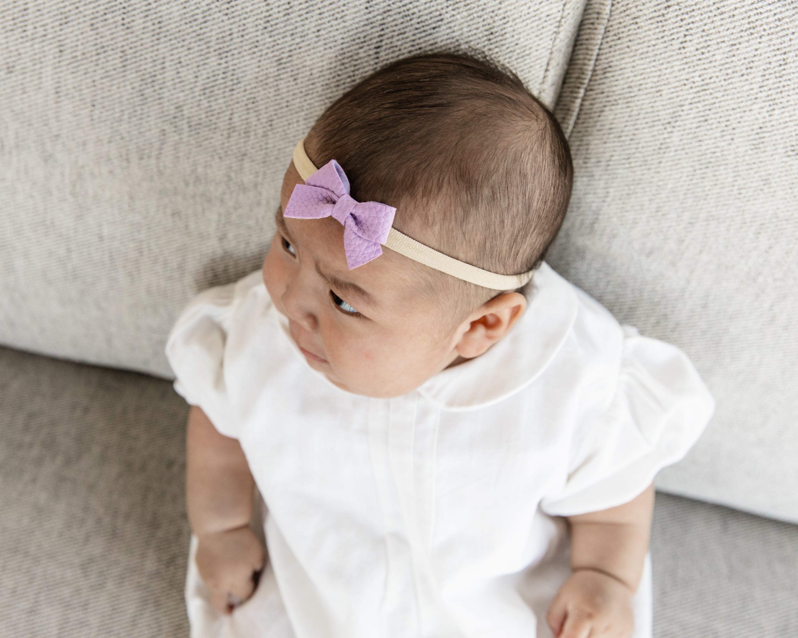 Grape | Leather Baby Bow