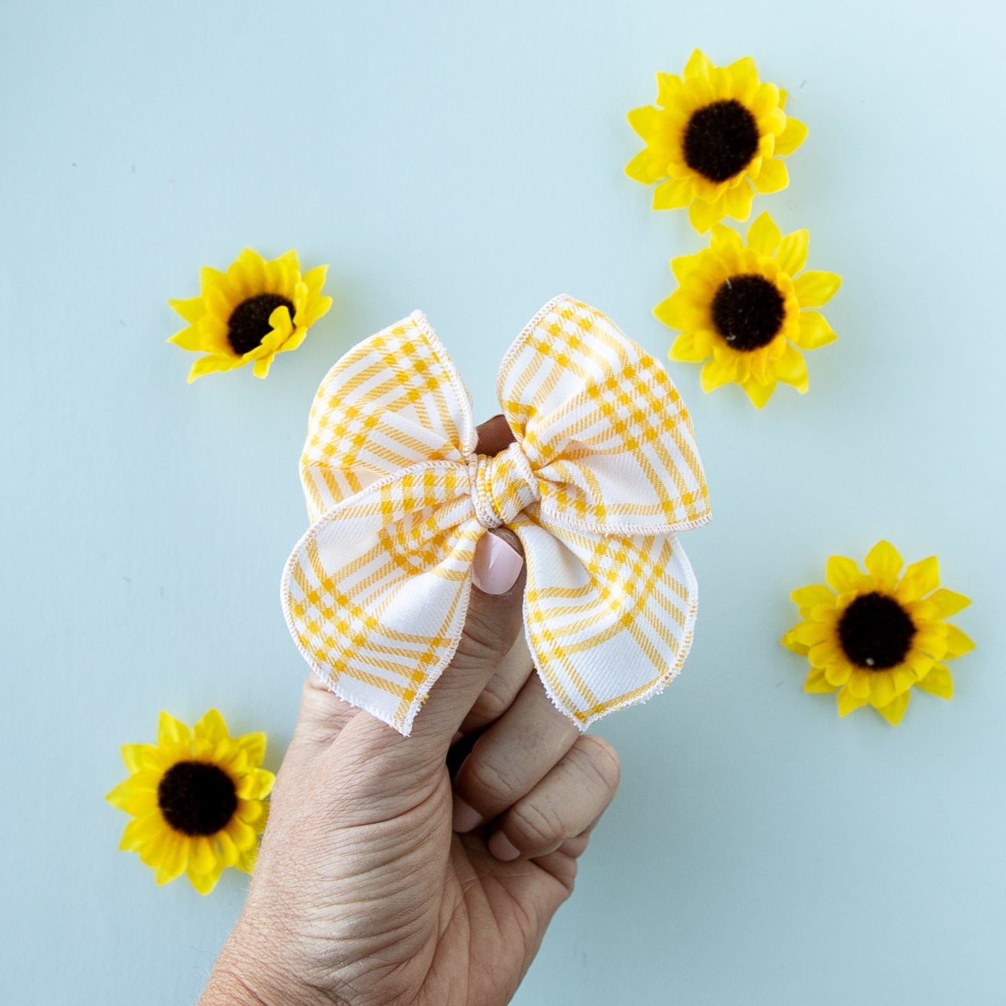 Sunflower Plaid | Petite Party Bow