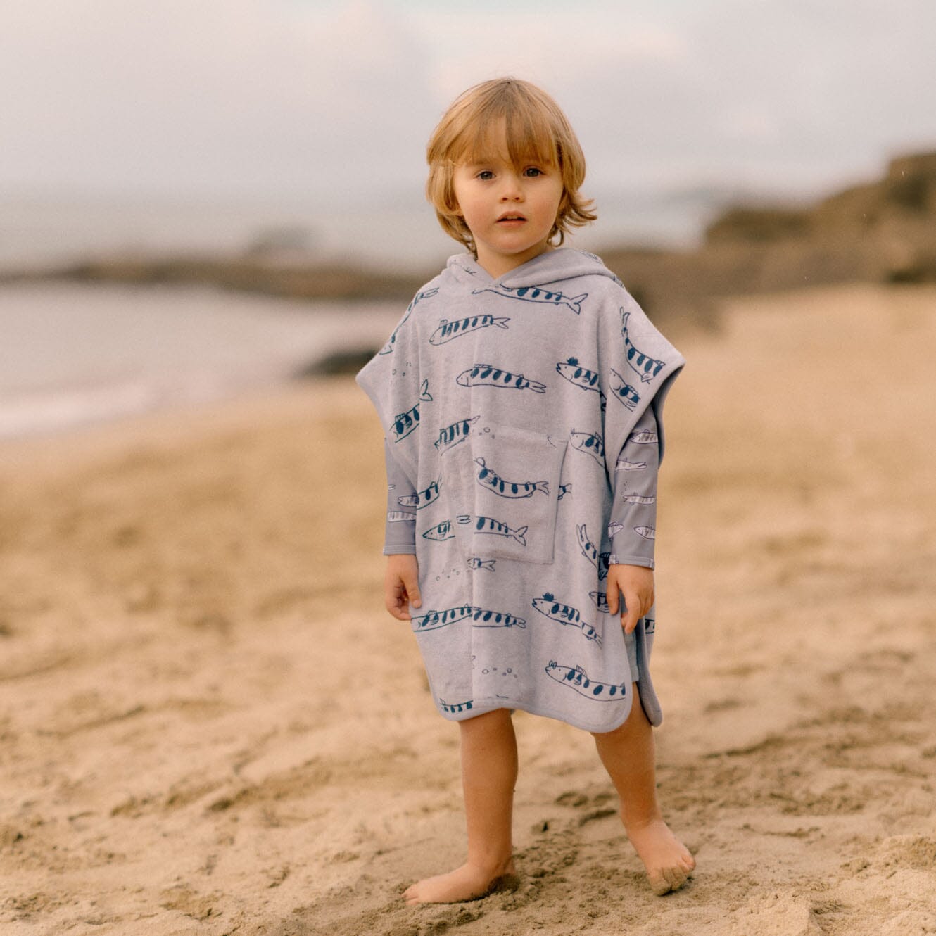 Organic Cotton Poncho Towel - South Seas Print Terry