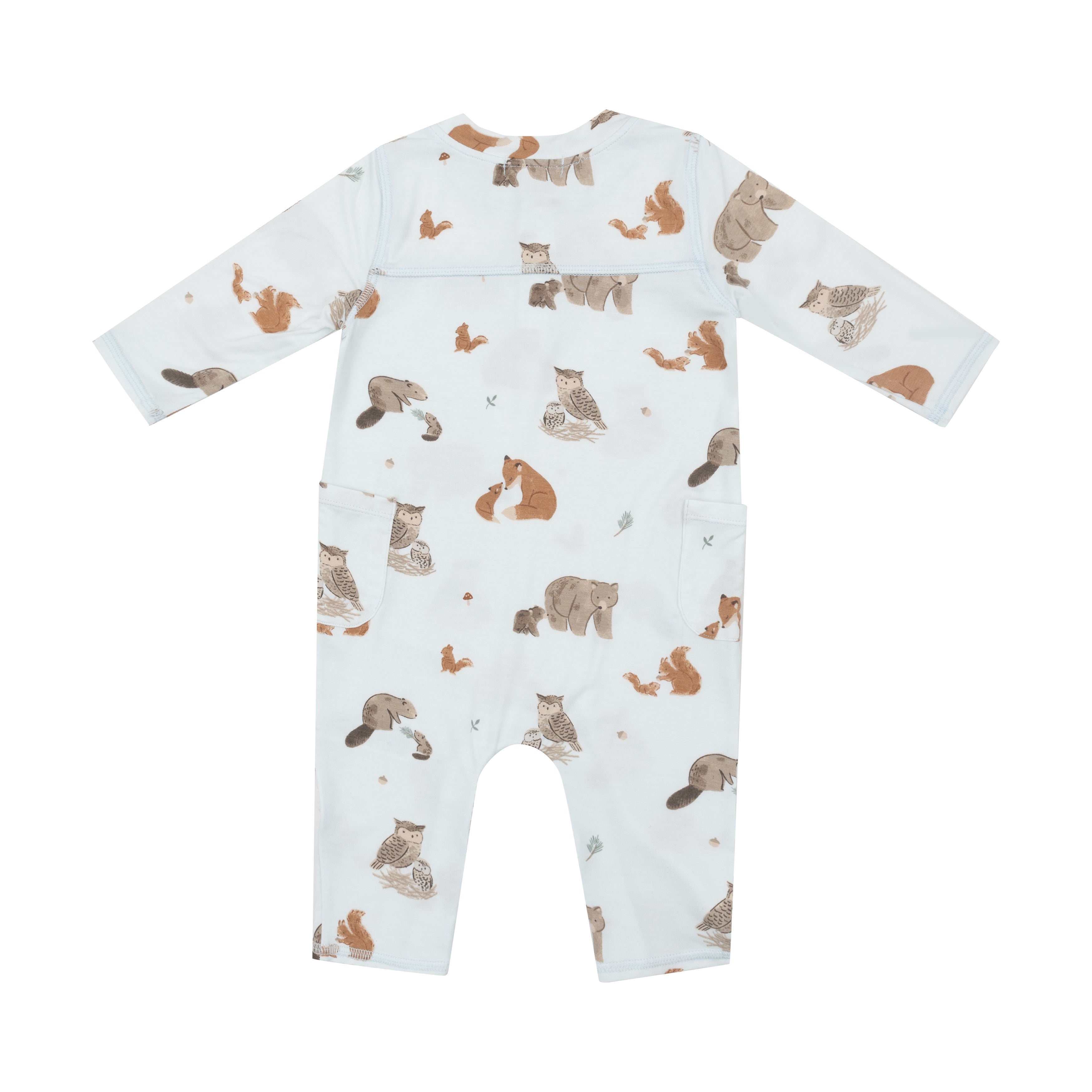 Uni Romper - Mixed Woodland Animals Blue