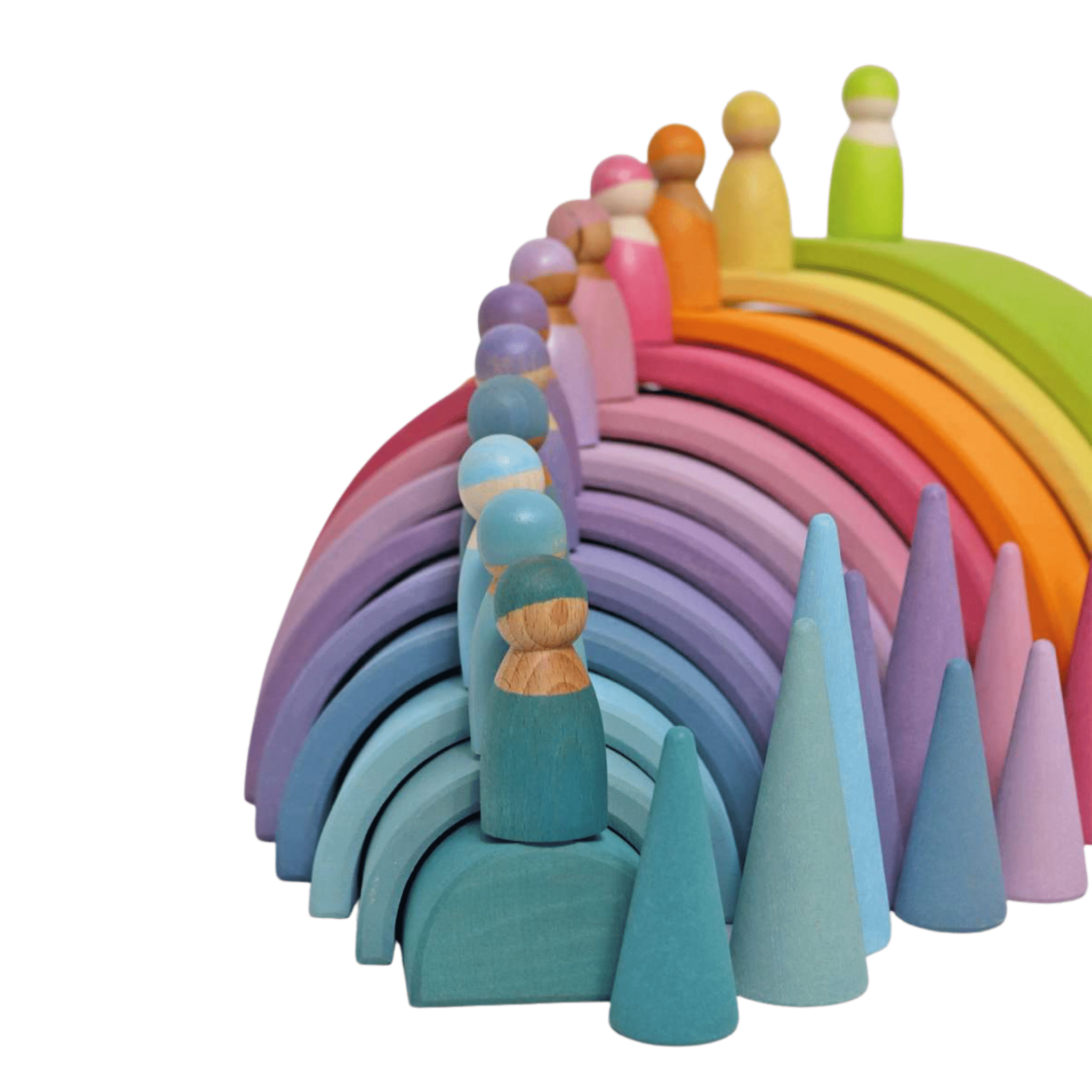 12 Pastel Wooden Peg Dolls - Why and Whale