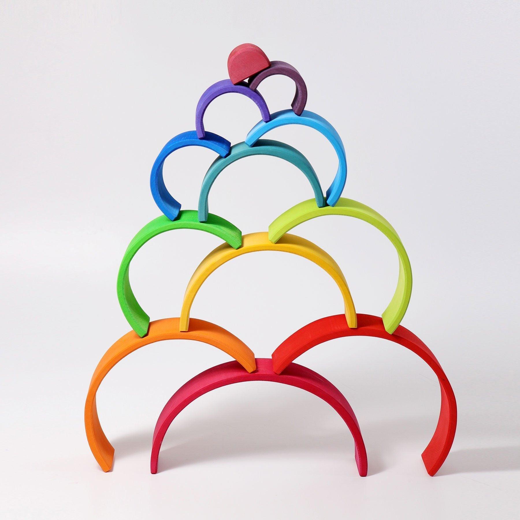 12-Piece Wooden Rainbow Stacking Tunnel - Why and Whale