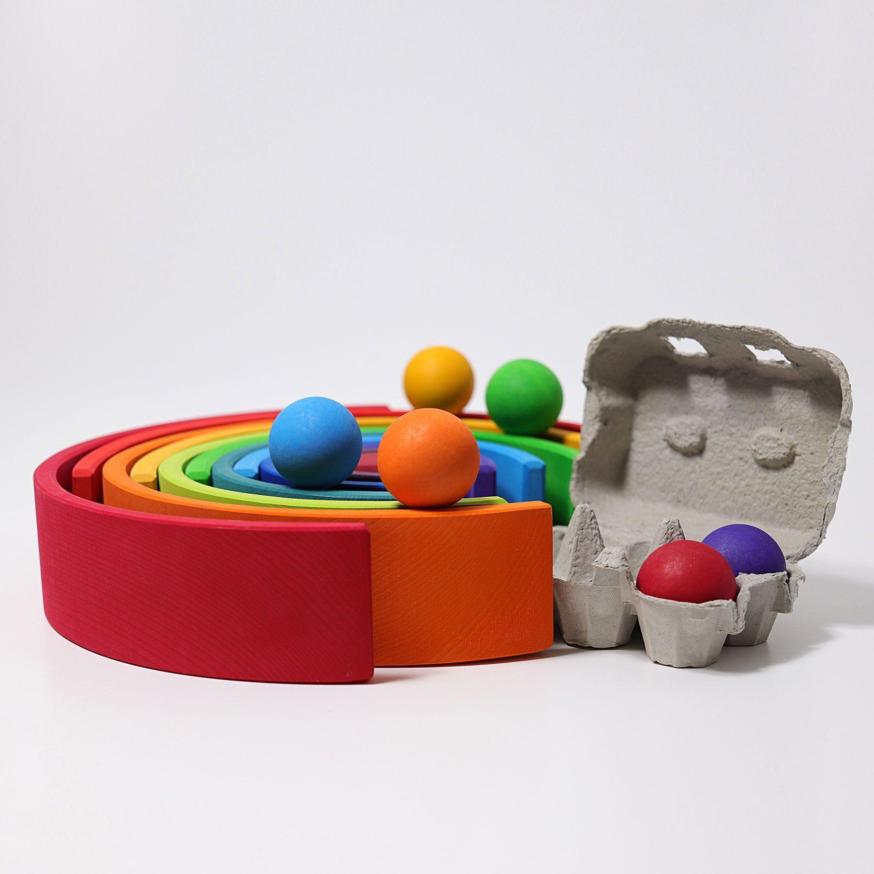 12-Piece Wooden Rainbow Stacking Tunnel - Why and Whale