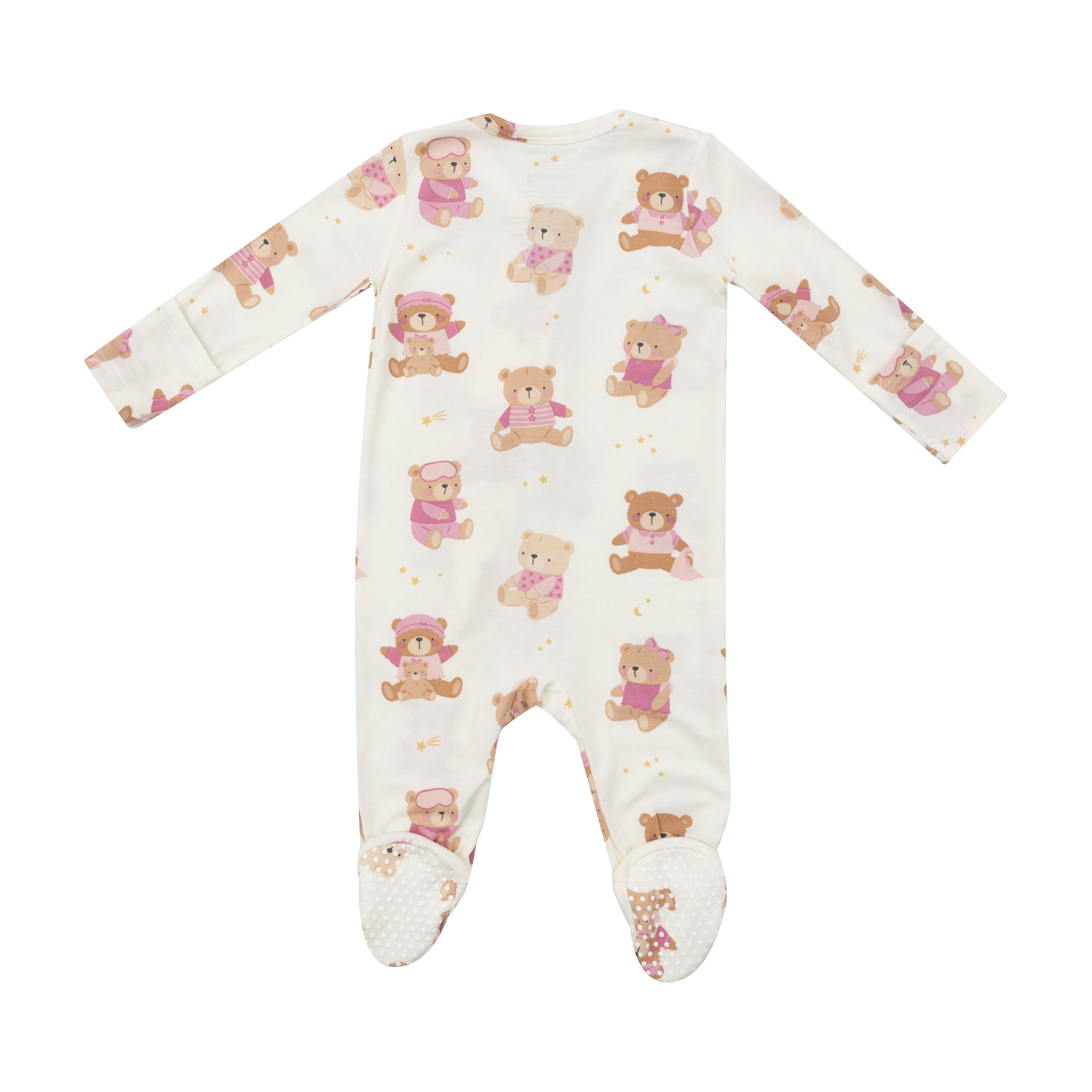 2 Way Zipper Footie - Teddy Bears Pink