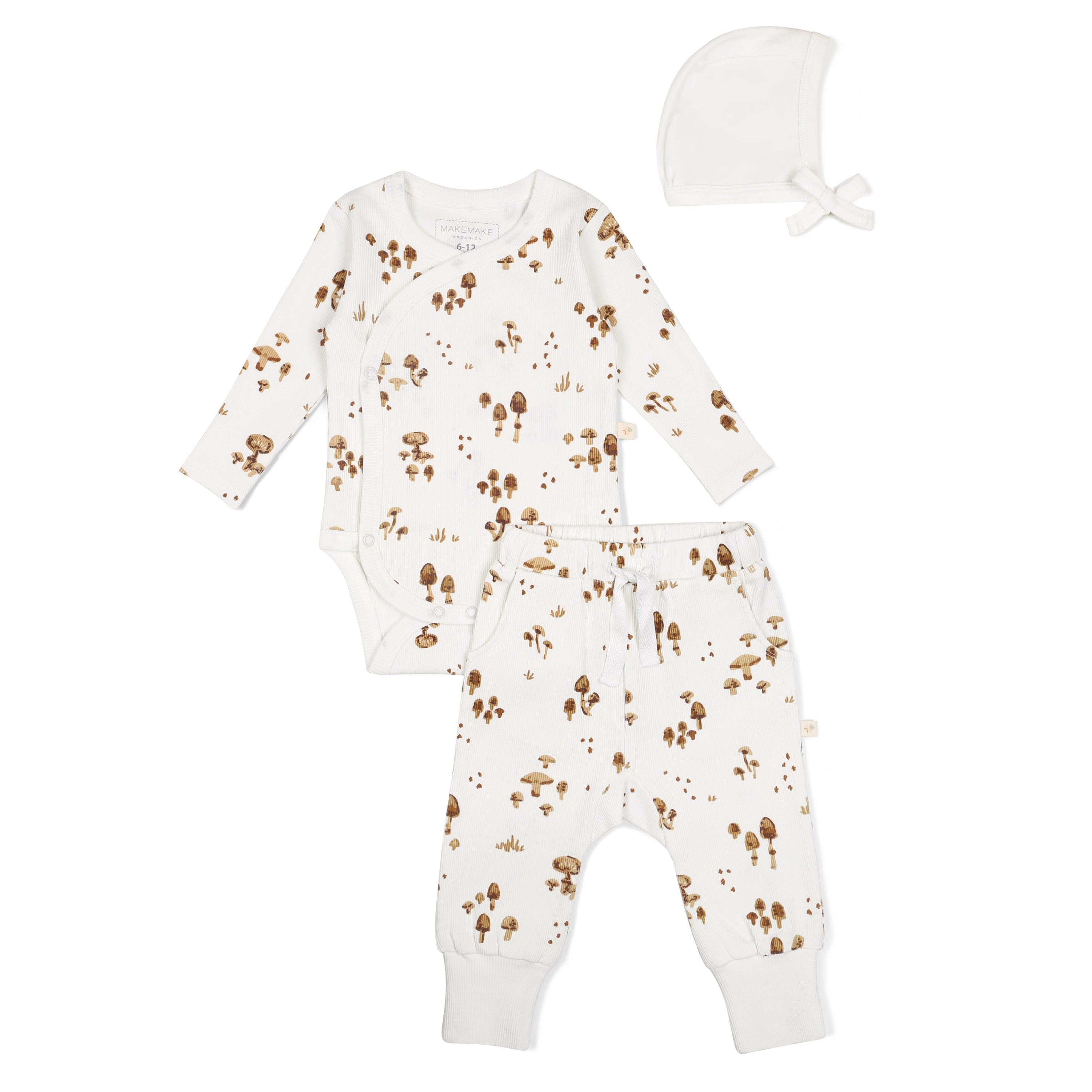 Organic Kimono Onesie & Pants Set - Fungi