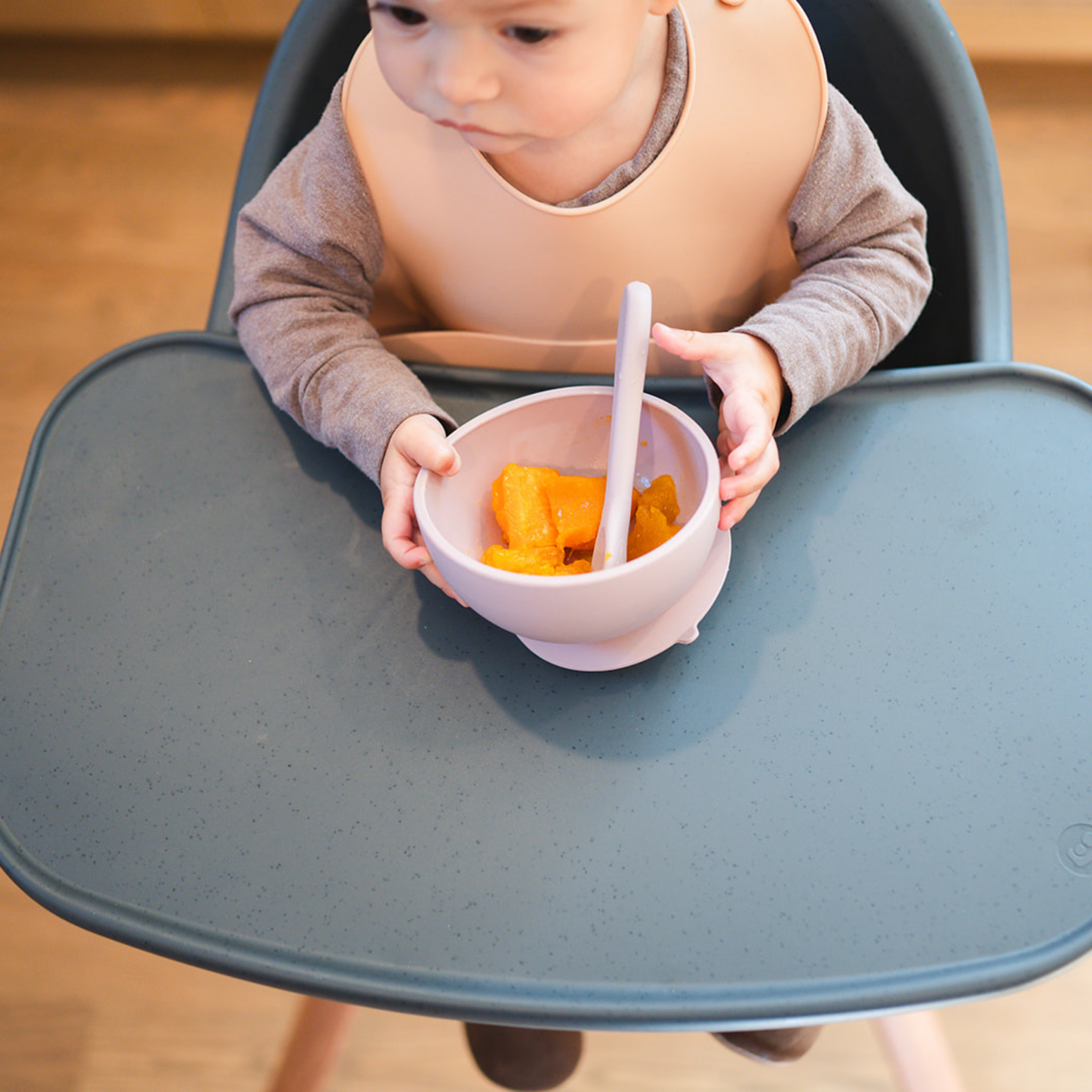 Mustard Suction Bowl and Spoon Set