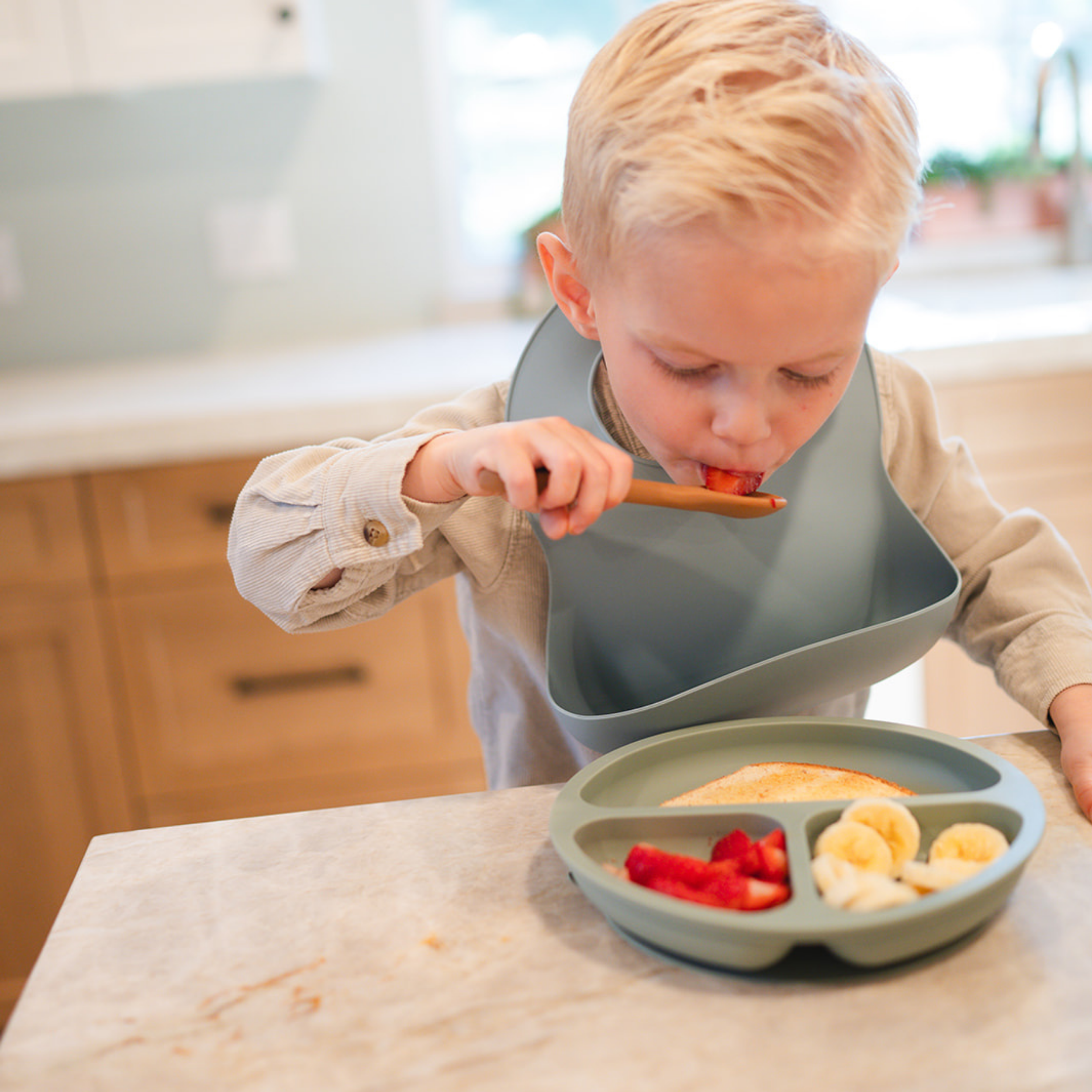 Apricot Silicone Baby Bib