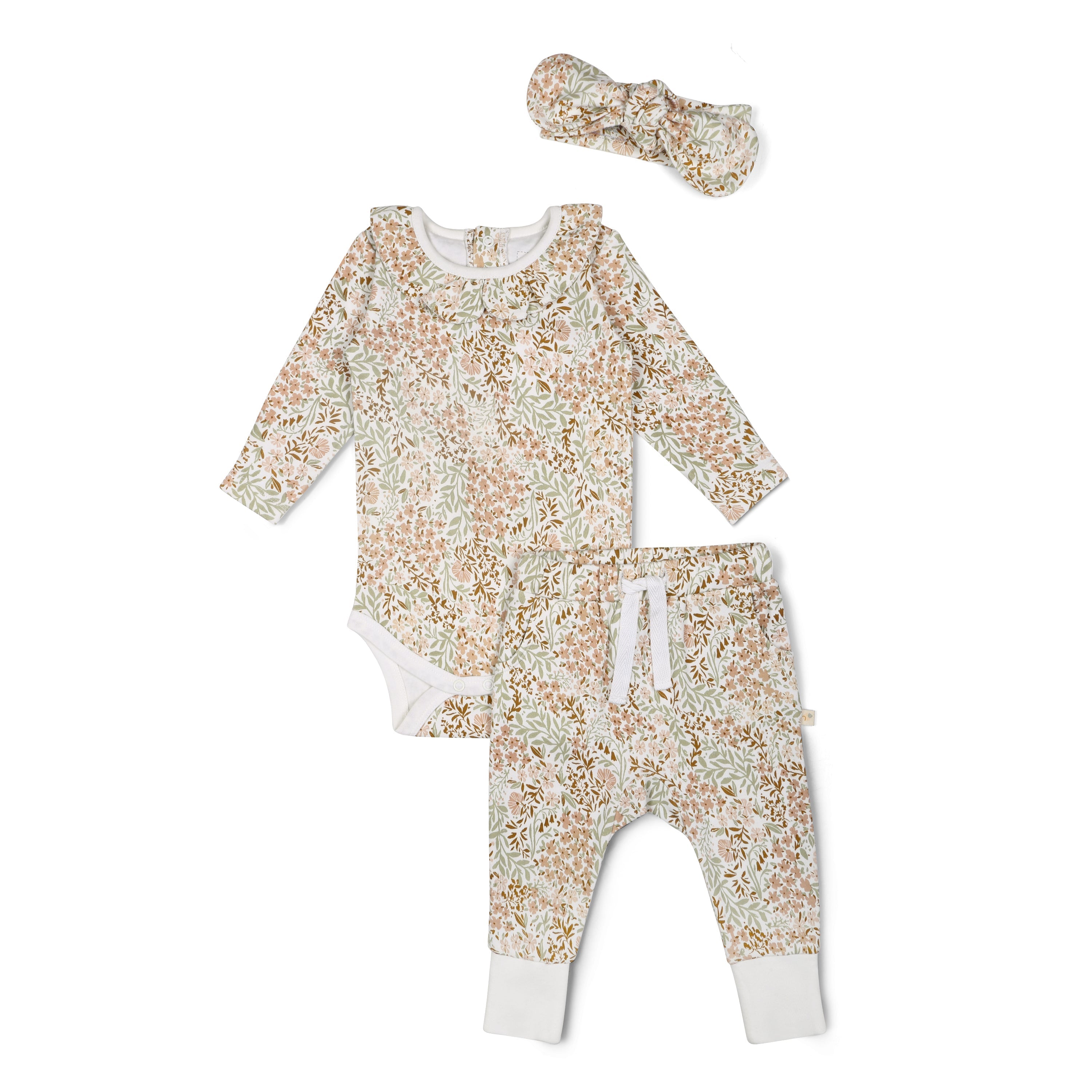 Organic Ruffle Onesie & Pants Set - Gardenia