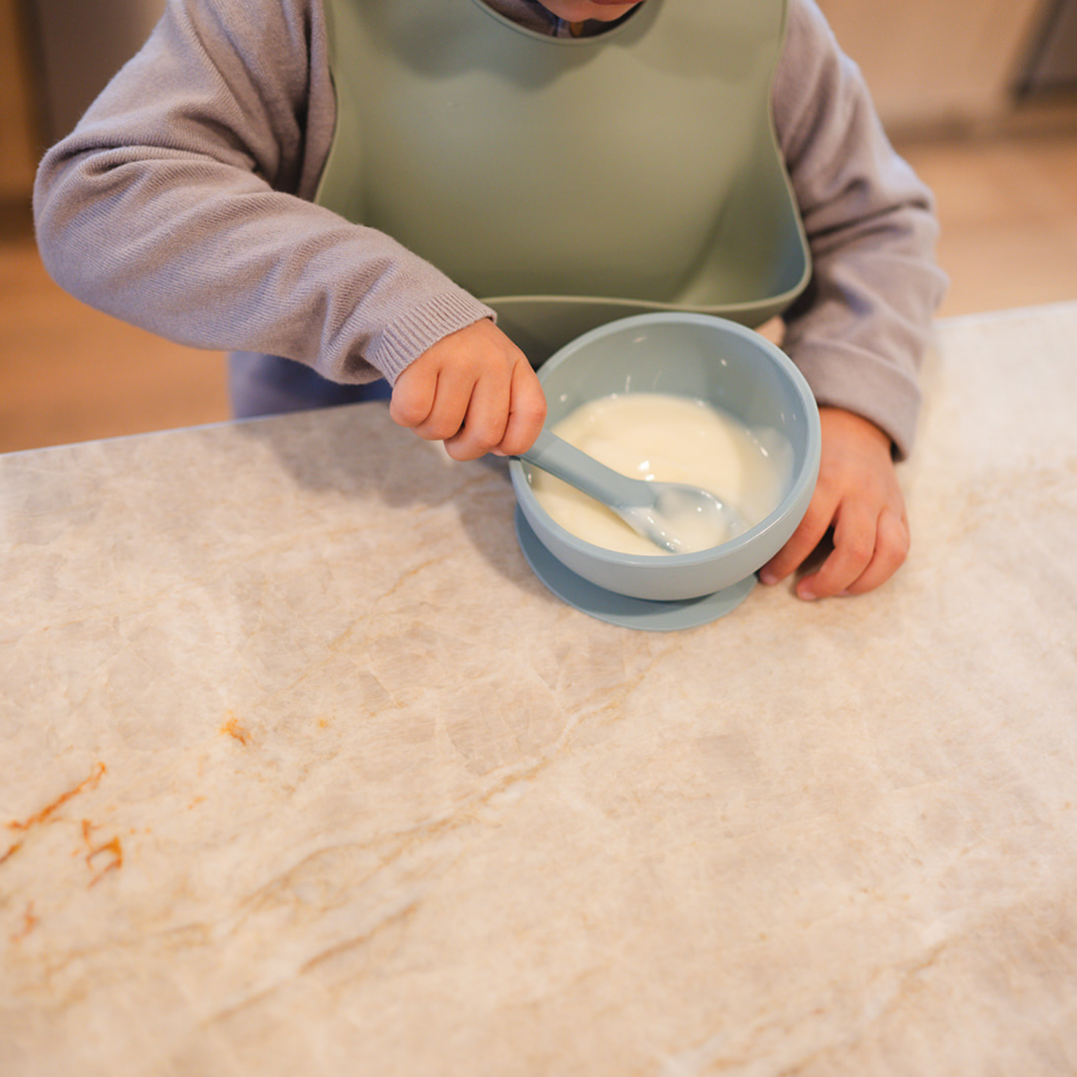 Sage Suction Bowl and Spoon Set