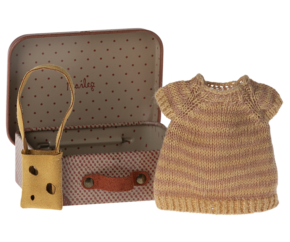 Knitted Dress & Bag in Suitcase, Mouse - Big Sister