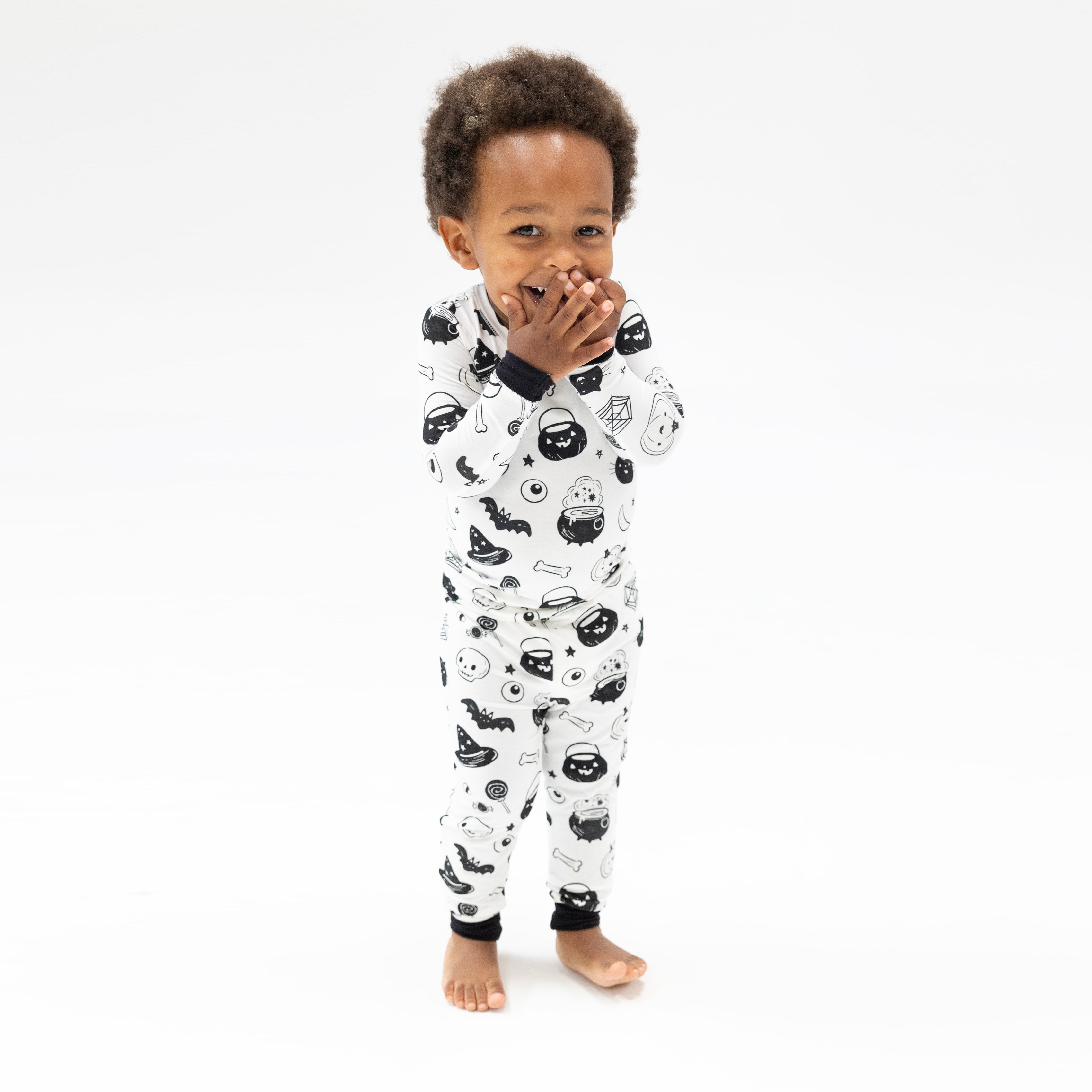 L/S Loungewear Set - Black And White Halloween