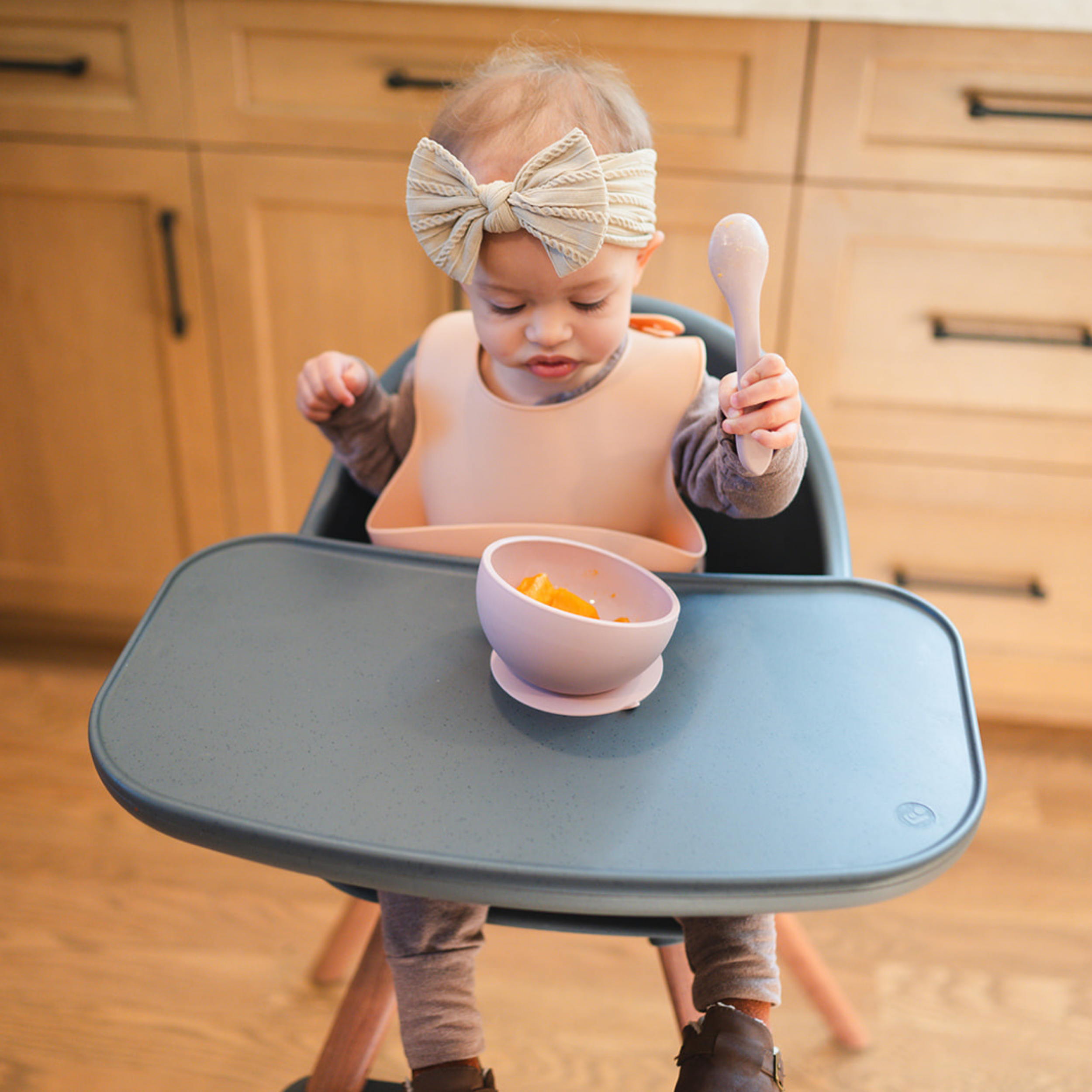 Blush Suction Bowl and Spoon Set