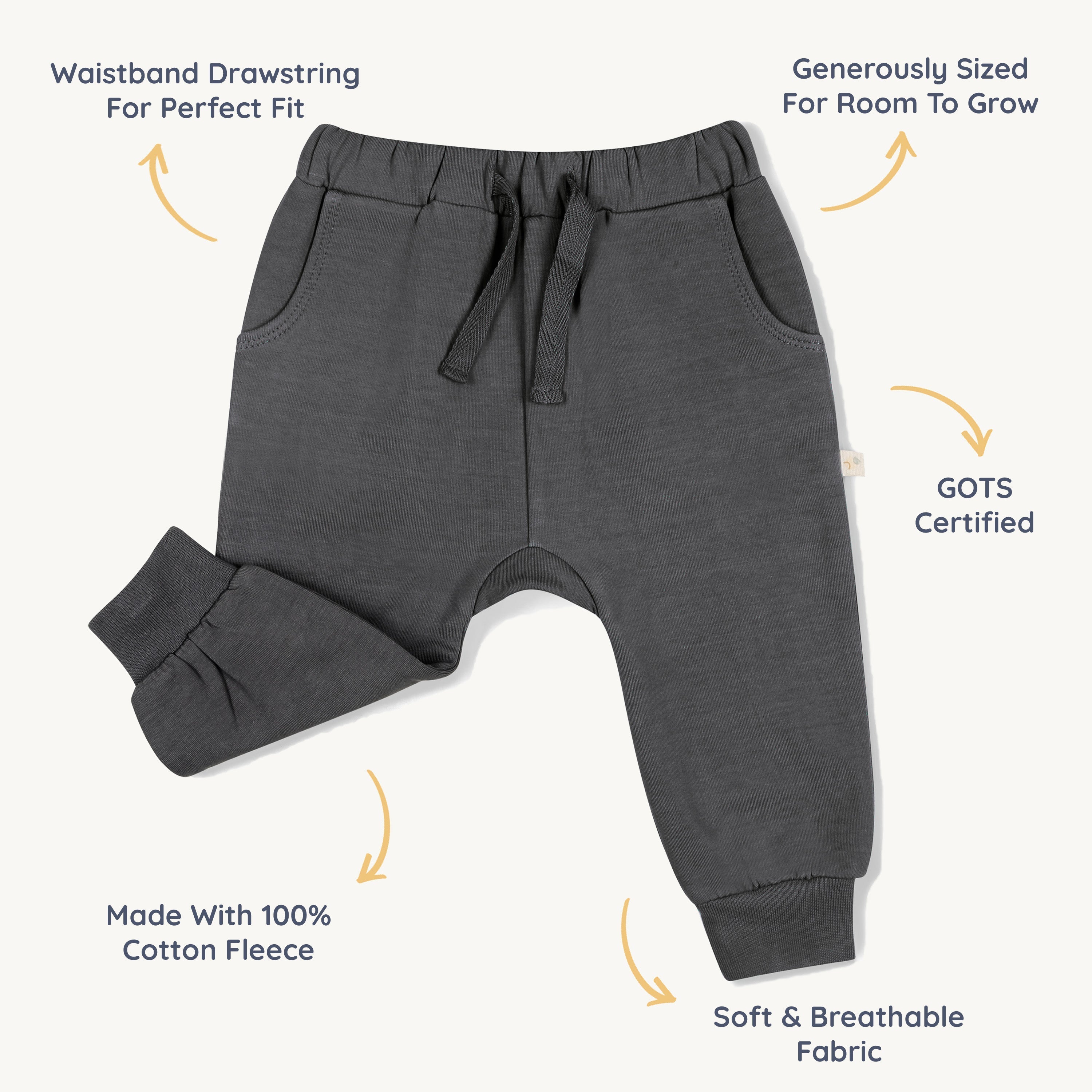 Organic Fleece Jogger Pants - Slate