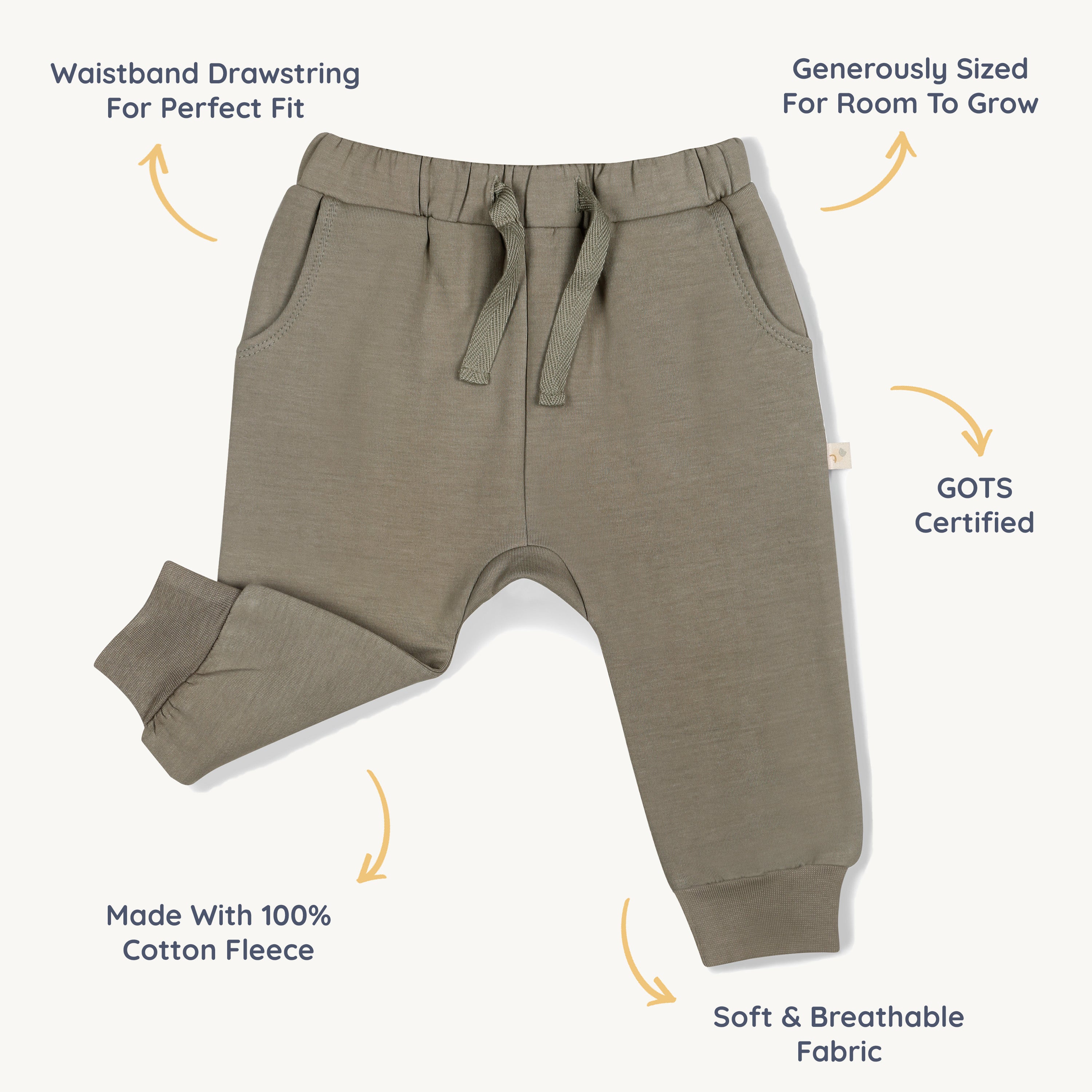 Organic Fleece Jogger Pants - Olive